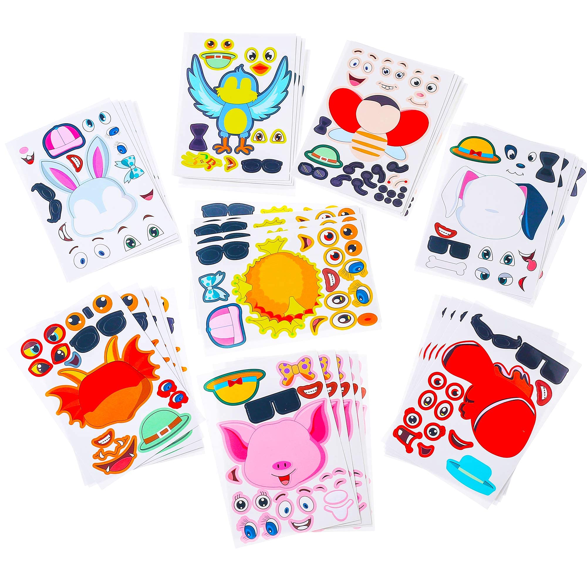 Kids Stickers - 2 Packs of 200 Cute Animal Face Stickers for Scrapbooking, DIY Crafts & School Projects | Fun Decals for Notebooks, Water Bottles & More