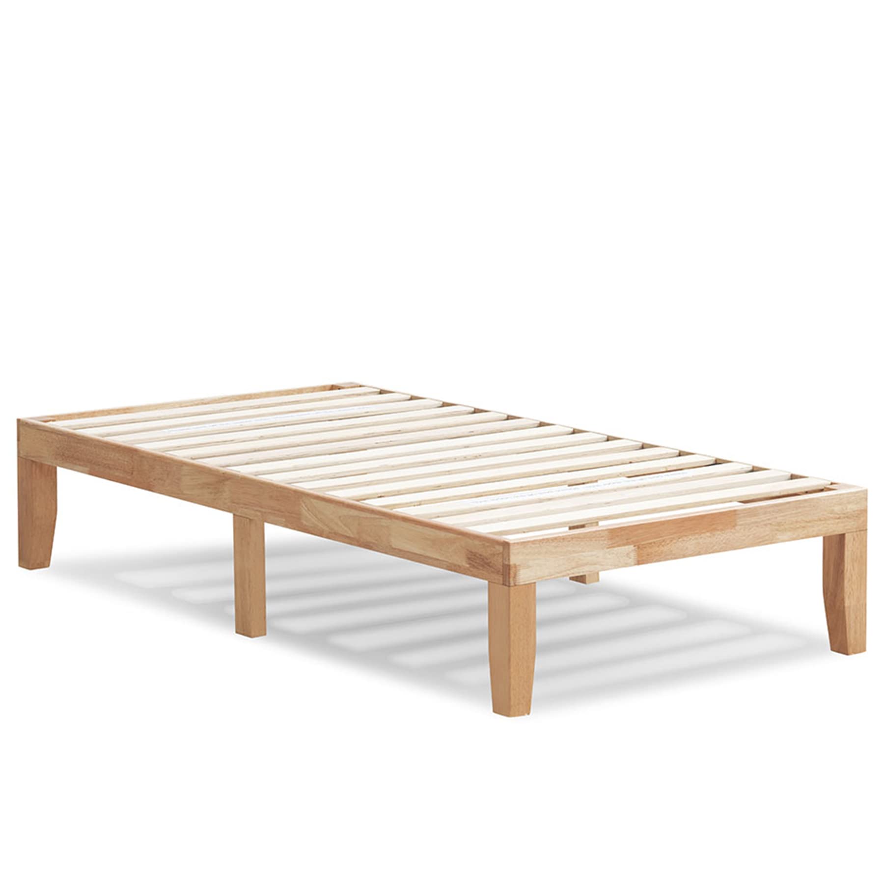 KOMFOTT 14 Inch Solid Wood Platform Bed Frame - Twin Size Mattress Foundation with Sturdy Rubber Wood Frame & Poplar Wood Slats - No Box Spring Needed - Natural Finish - Perfect for Kids Rooms, Guest Bedrooms & Small Spaces
