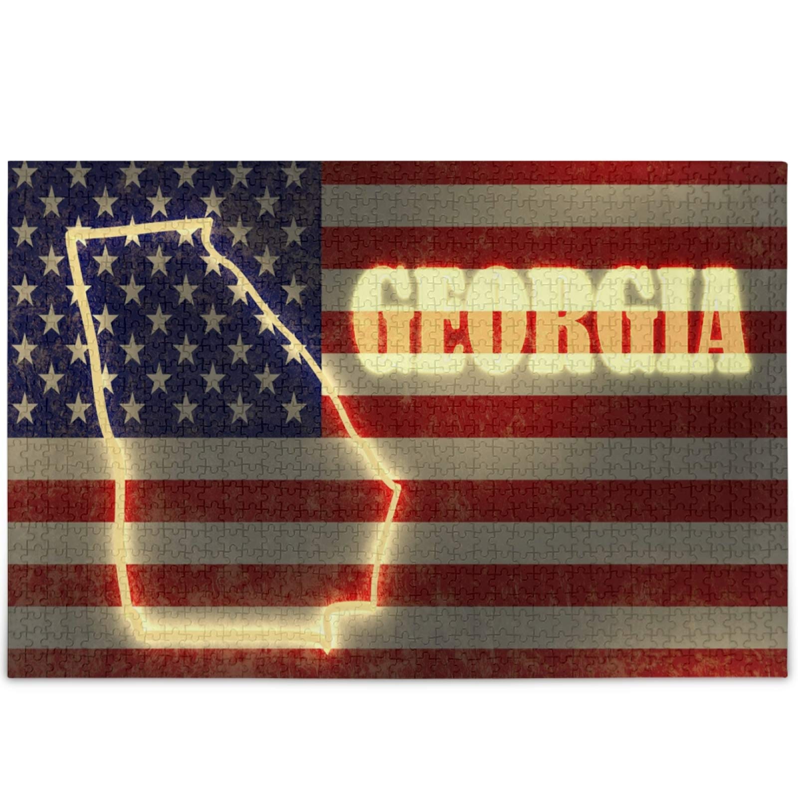 Oarencol 1000-Piece Jigsaw Puzzle - Vintage American Flag & Georgia State Map - Fun DIY Gift for Adults & Kids | Perfect for Family Game Night, Classroom Activities & Home Decor