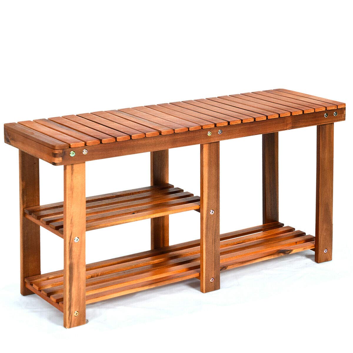 3-Tier Shoe Rack Bench with Partitioned Storage - Sturdy Free Standing Organizer for Boots, Slippers, Sandals & Sneakers - Perfect for Entryway, Bathroom, Living Room, Balcony or Garden Storage Solution