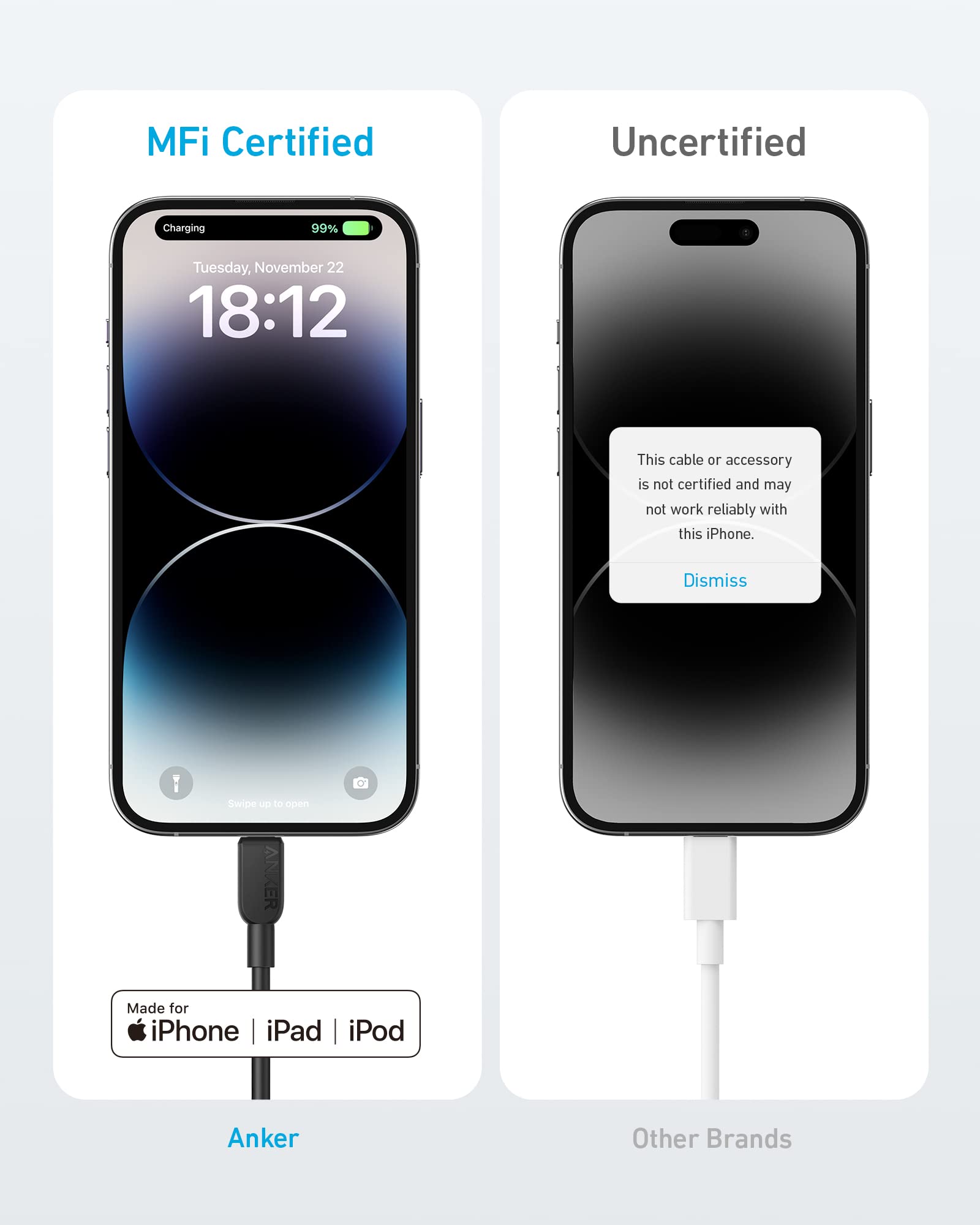 Anker MFi Certified USB C to Lightning Cable 10ft - Fast Charging Cable for iPhone 14/13/12/11/X/XR/XS - Durable Nylon Braided Cable for Home, Office & Travel (Black, Charger Not Included)