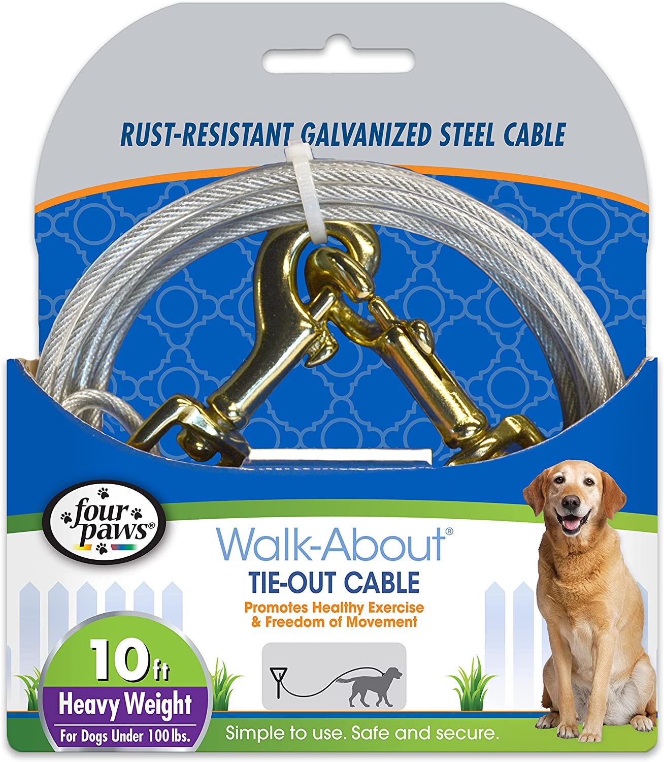 Heavy Duty Tie Out Cable for Dogs - Secure and Durable Outdoor Pet Tether with Ground Stake - Perfect for Camping, Backyard, and Travel Use