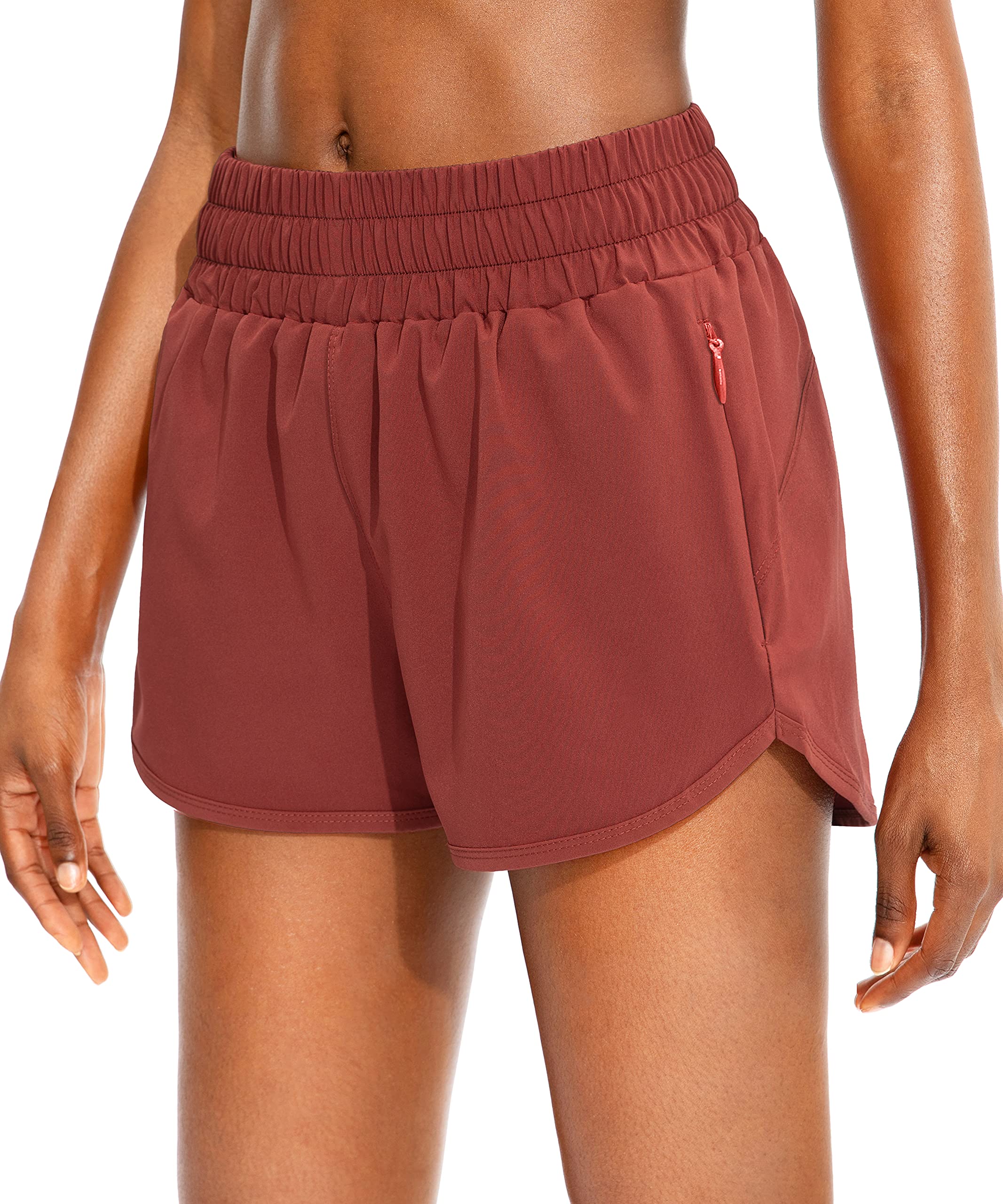 SANTINY High Waisted Women's Running Shorts with Zip Pockets - Breathable Athletic Workout Gym Shorts with Liner for Running, Yoga & Fitness Training