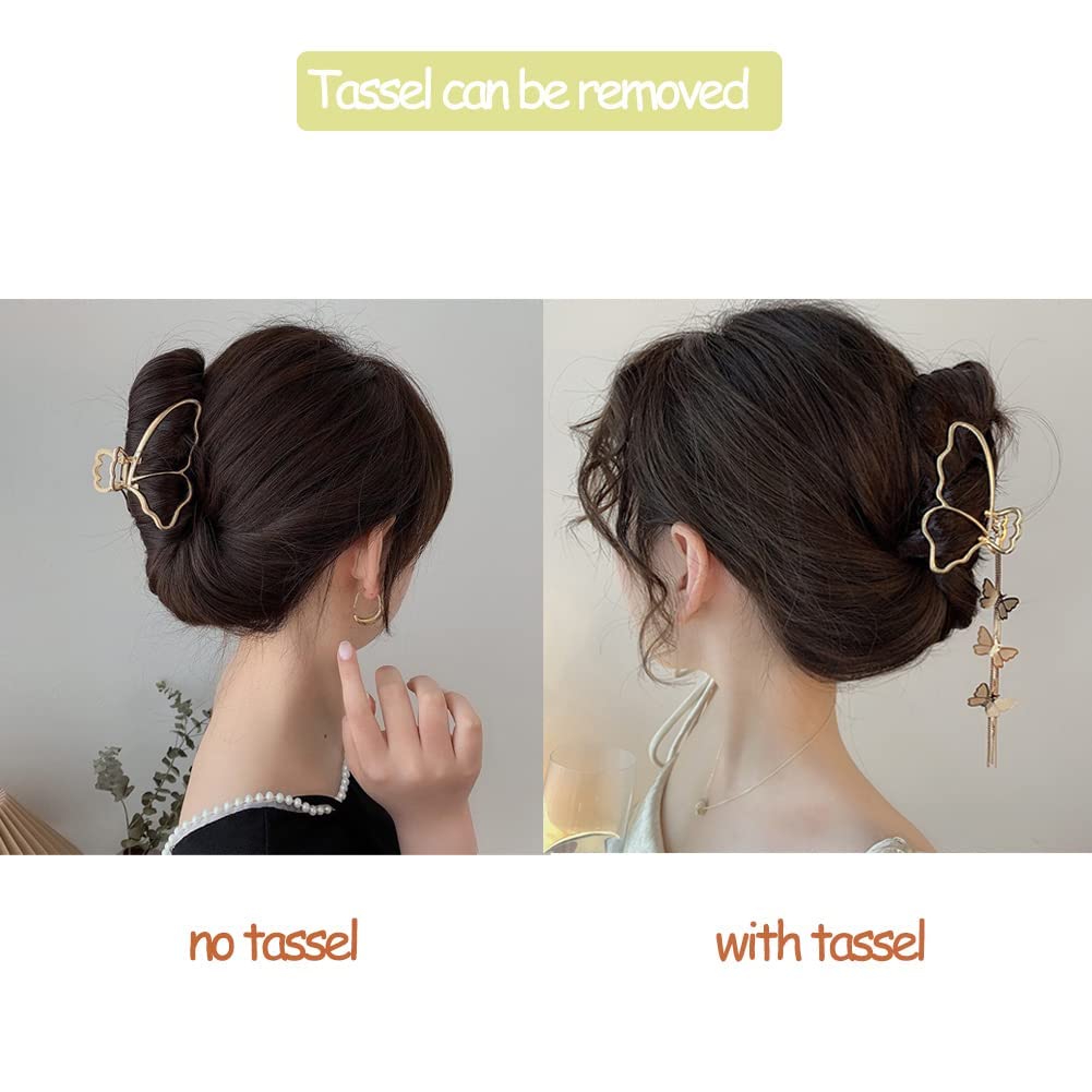 Butterfly Hair Clips for Women - 1PCS Metal Hair Claw Clips with Tassel, Strong Hold Hair Styling Accessories for Girls - Perfect for Parties, Weddings and Everyday Use