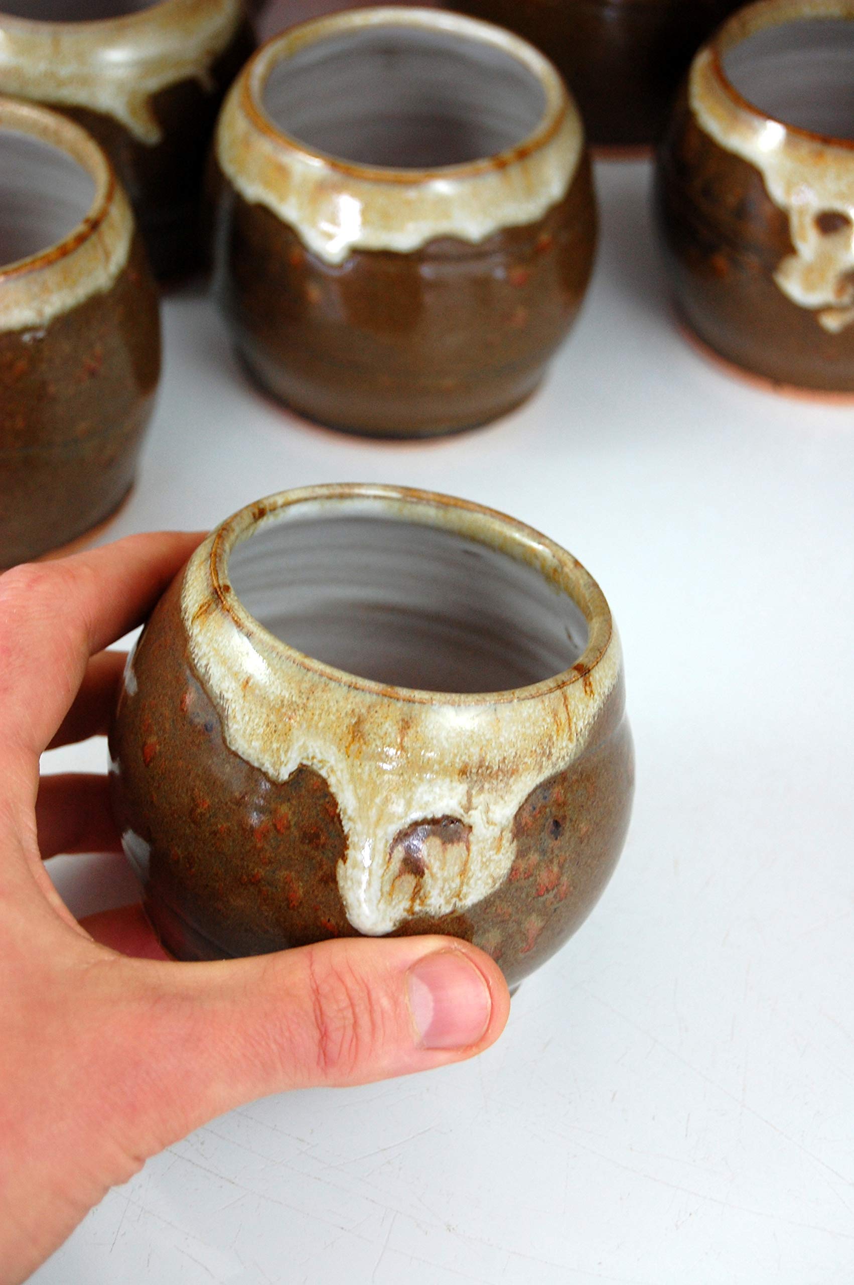 Handmade Brownstone Stemless Wine Glass - Ceramic Wine Tumbler for Red & White Wine - Perfect for Dinner Parties, Wine Tasting & Home Decor
