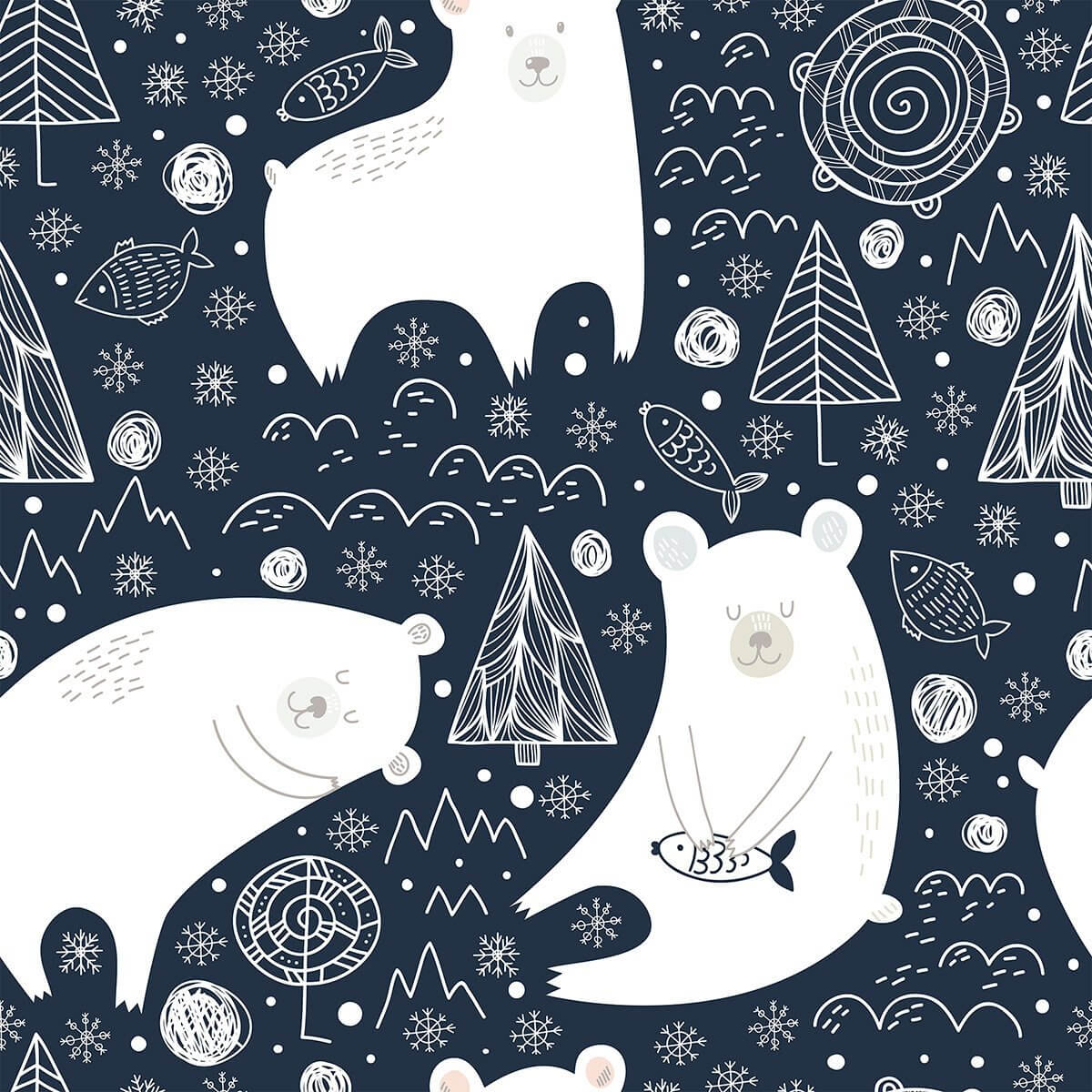 Blue and White Animal Themed Peel and Stick Removable Wallpaper for Nursery - Easy DIY Wall Decor for Kids' Room, Bedroom & Playroom
