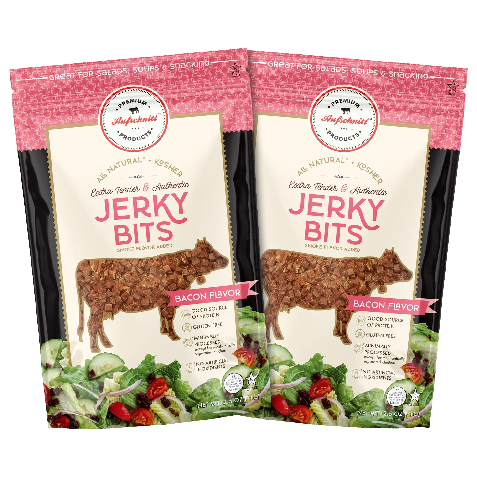 Beef and Chicken Jerky Bites - High Protein Healthy Snacks | Kosher, Halal & Keto Friendly | Bacon Flavor (2 Pack) | Perfect for Hiking, Camping & On-the-Go Snacking