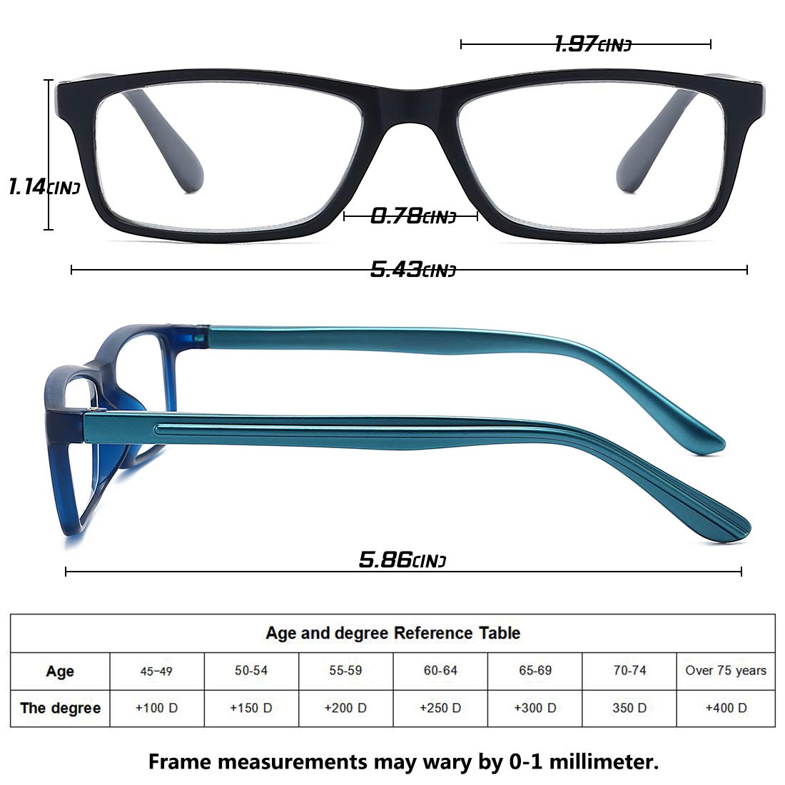 Blue Light Blocking Reading Glasses for Men & Women - Anti-Glare Rectangular Computer Glasses with Spring Hinge - Perfect for Office Work, Gaming & Screen Time