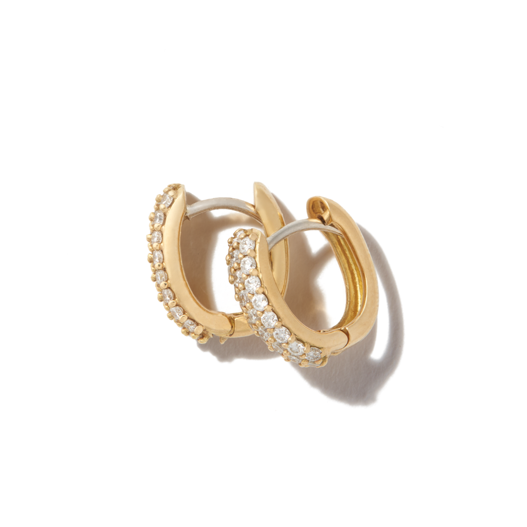 18K Gold Diamond Huggie Earrings for Women - Minimalist Luxury Hoop Earrings for Everyday Wear & Special Occasions