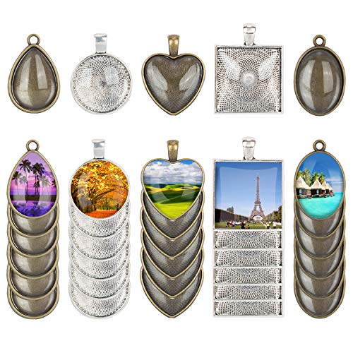 30Pcs Metal Pendant+30pcs Bright Glass Cabochon