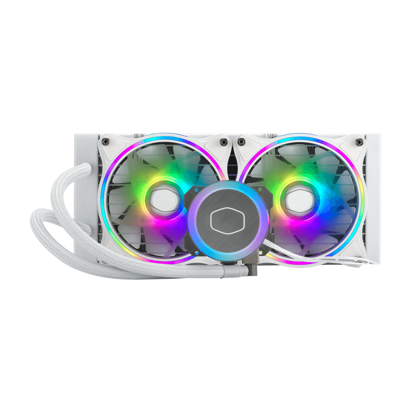 Cooler Master MLX D24M A18PW R1 CM MASTERLIQUID ML240 Illusion ARGB White Liquid CPU Cooler - 240mm Radiator, Dual 120mm PWM Fans, RGB Lighting for PC Gaming & Overclocking - Perfect for High-Performance Desktop Builds and Custom Water Cooling Systems