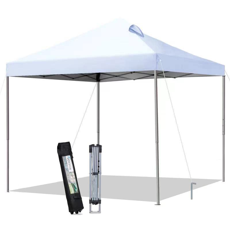 VOYSIGN 6'x6' Pop Up Canopy Tent - Instant Outdoor Sun Shelter for Camping, Beach, Picnics & Backyard Parties - Portable White Shade Canopy with UV Protection