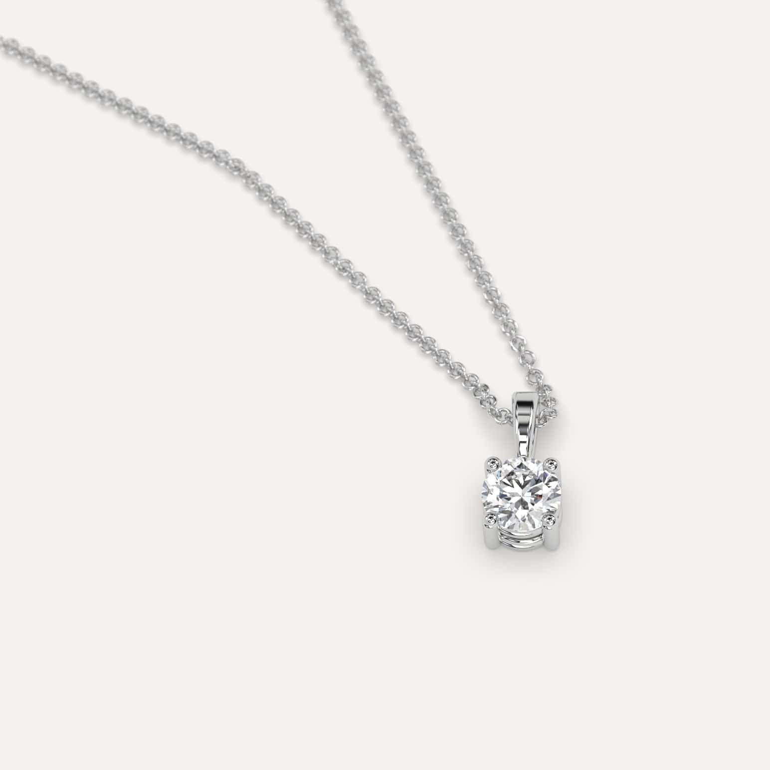 1/4 Carat Round Diamond Pendant Necklace - 14K Gold Solitaire Pendant for Women - Perfect for Anniversary, Wedding & Valentine's Day Gifts