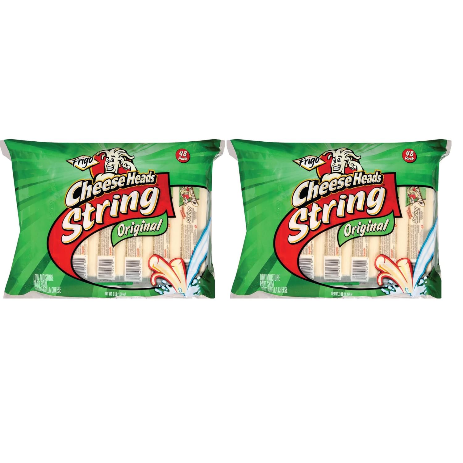 Cheese Heads String Cheese Sticks - Low-Moisture Part-Skim Mozzarella (2 Packs, 48 Count Each, 96 Total) | 1 oz Snack Size | Perfect for Lunch Boxes, School Snacks & On-the-Go Healthy Eating