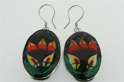 Hand Painted Ceramic Earrings with Sterling Silver Hooks - Elegant Handmade Jewelry for Women, Gift for Her, Perfect for Parties & Special Occasions