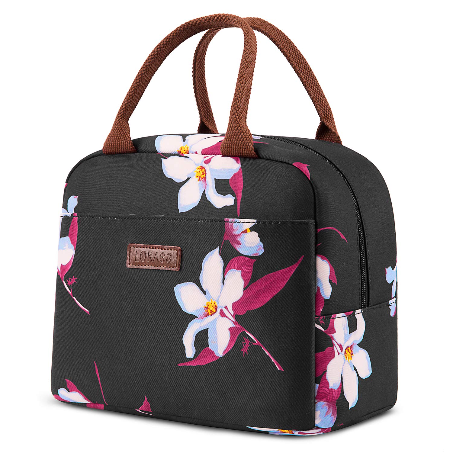 LOKASS Insulated Lunch Bag for Women - Waterproof Thermal Tote Cooler with Soft Liner - Perfect for Work, Picnic, Beach, Boating & Fishing (Black) | Portable Meal Container for Office, Outdoor & Travel Use