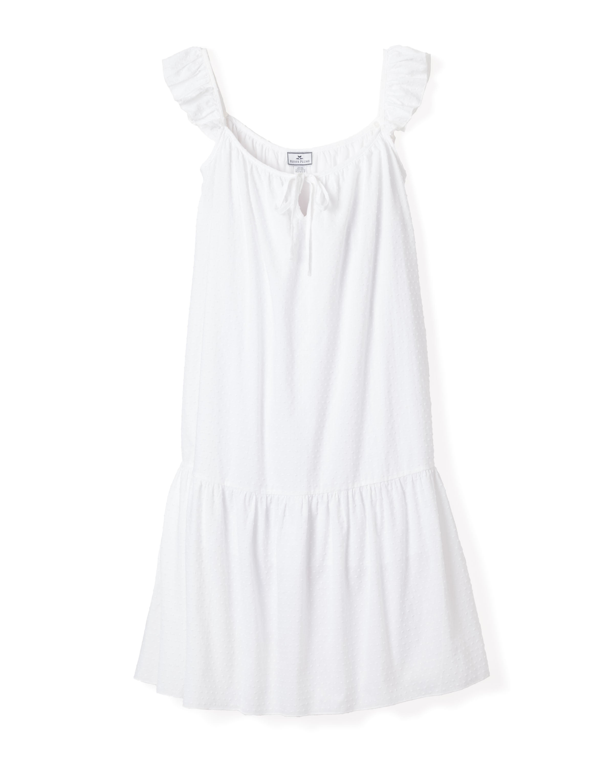 Women's Swiss Dots Celeste White Nightgown - Comfortable Sleepwear for Relaxing Evenings & Cozy Bedtime
