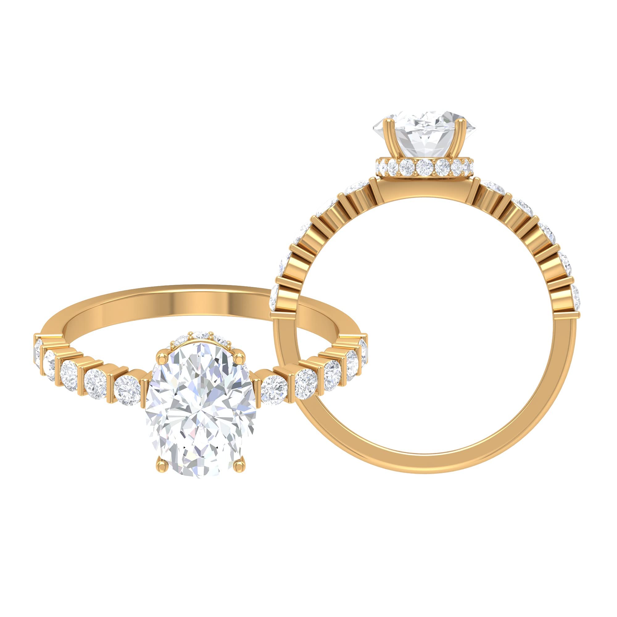 3 CT Oval Moissanite Solitaire Engagement Ring for Women - 7x9mm 14K Solid Gold Wedding Band, Anniversary Gift & Proposal Jewelry - Perfect for Bridal Sets, Valentine's Day & Special Occasions