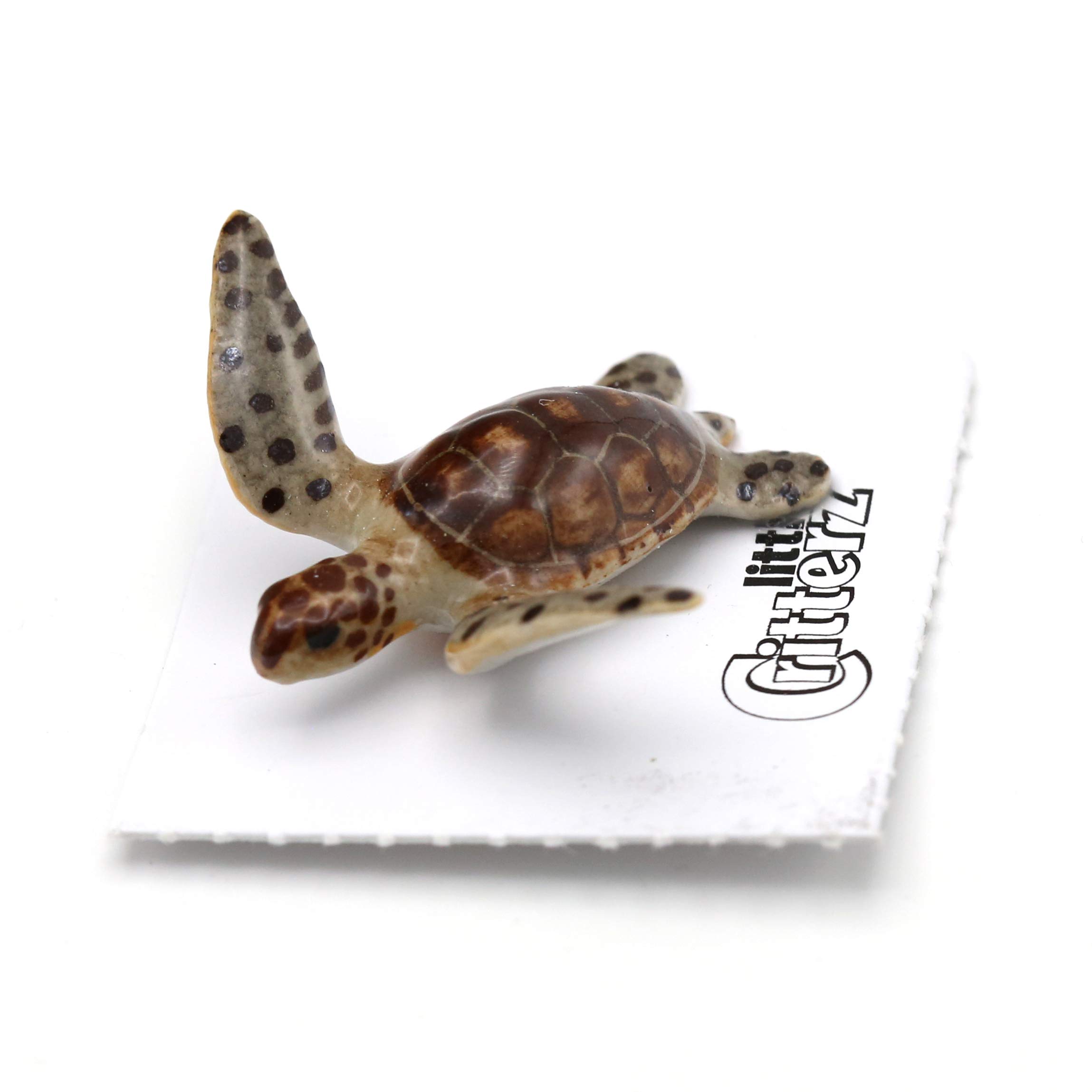 Green Sea Turtle Miniature Porcelain Figurine - Handcrafted Home Decor Collectible - Perfect for Beach House Decor, Ocean Theme Room, or Gift for Turtle Lovers