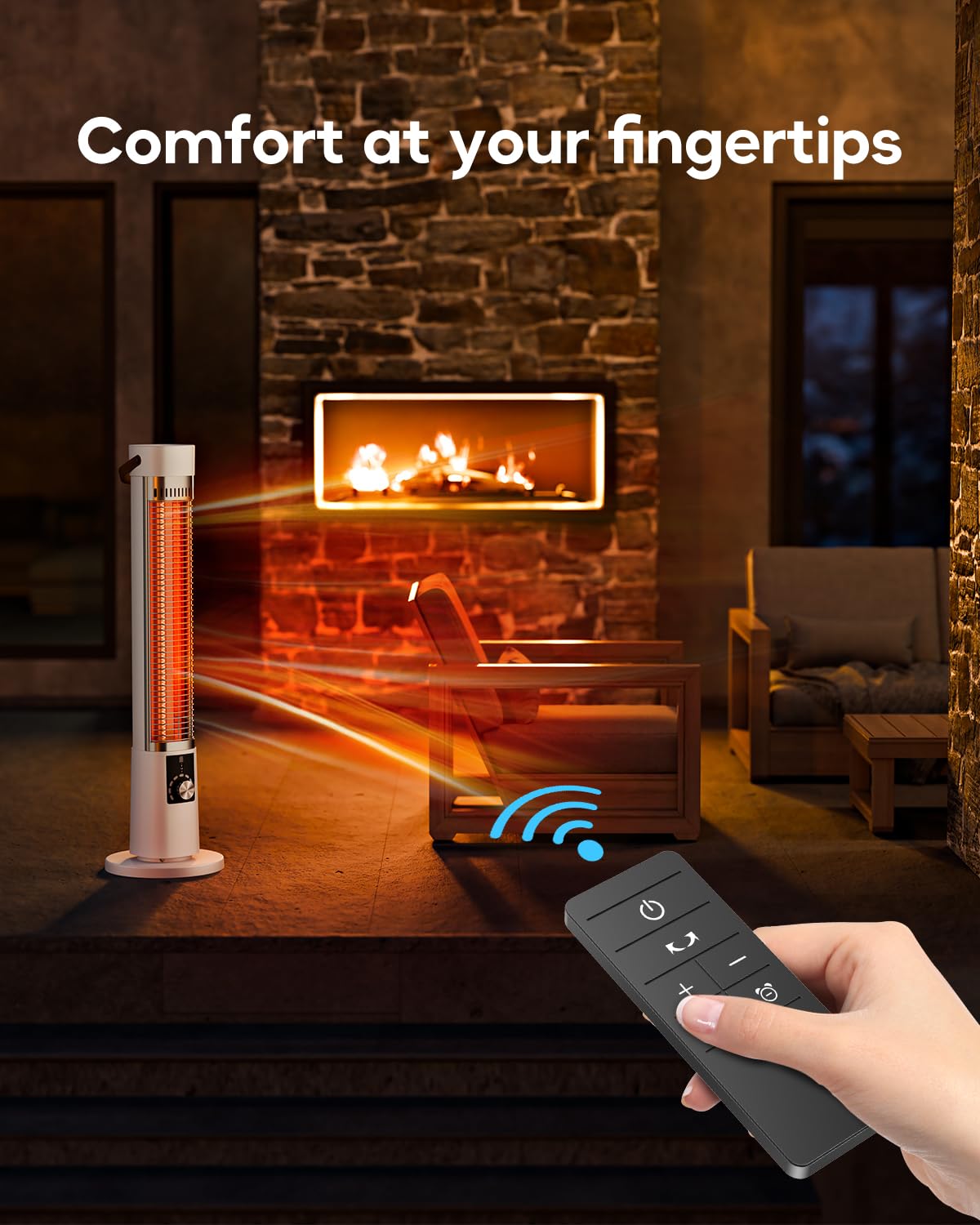 Outdoor Patio Heater & Indoor Electric Space Heater - Portable Infrared Heater with Timer & 60° Oscillation - Perfect for Backyard, Deck, Garage, and Home Heating