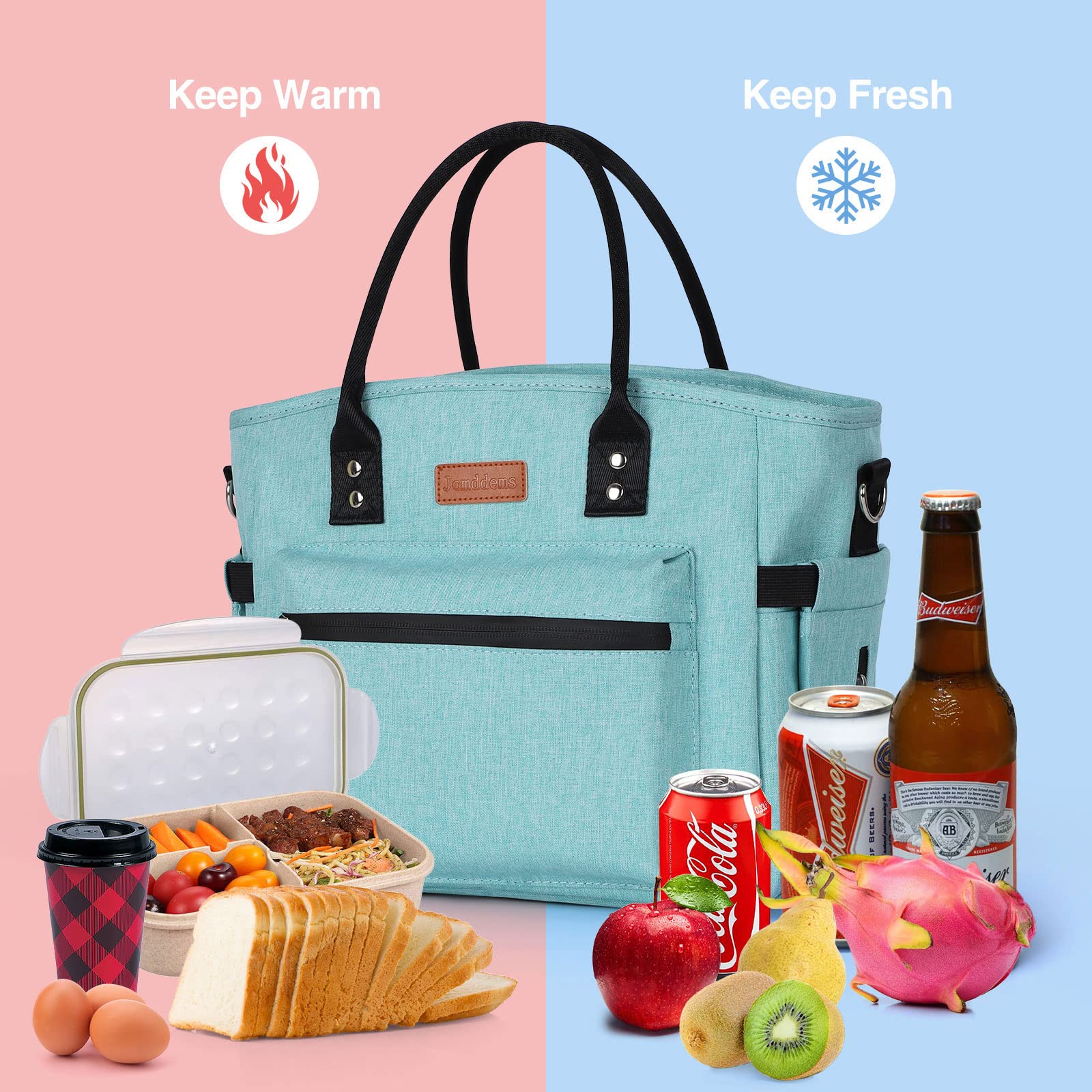 Insulated Lunch Bag for Women & Men - Adjustable Shoulder Strap, Large Portable Lunch Tote for Office, Work, Picnic & Beach | Reusable Cooler Lunch Box for Adults (Perfect for Meal Prep, Commuting & Outdoor Activities)