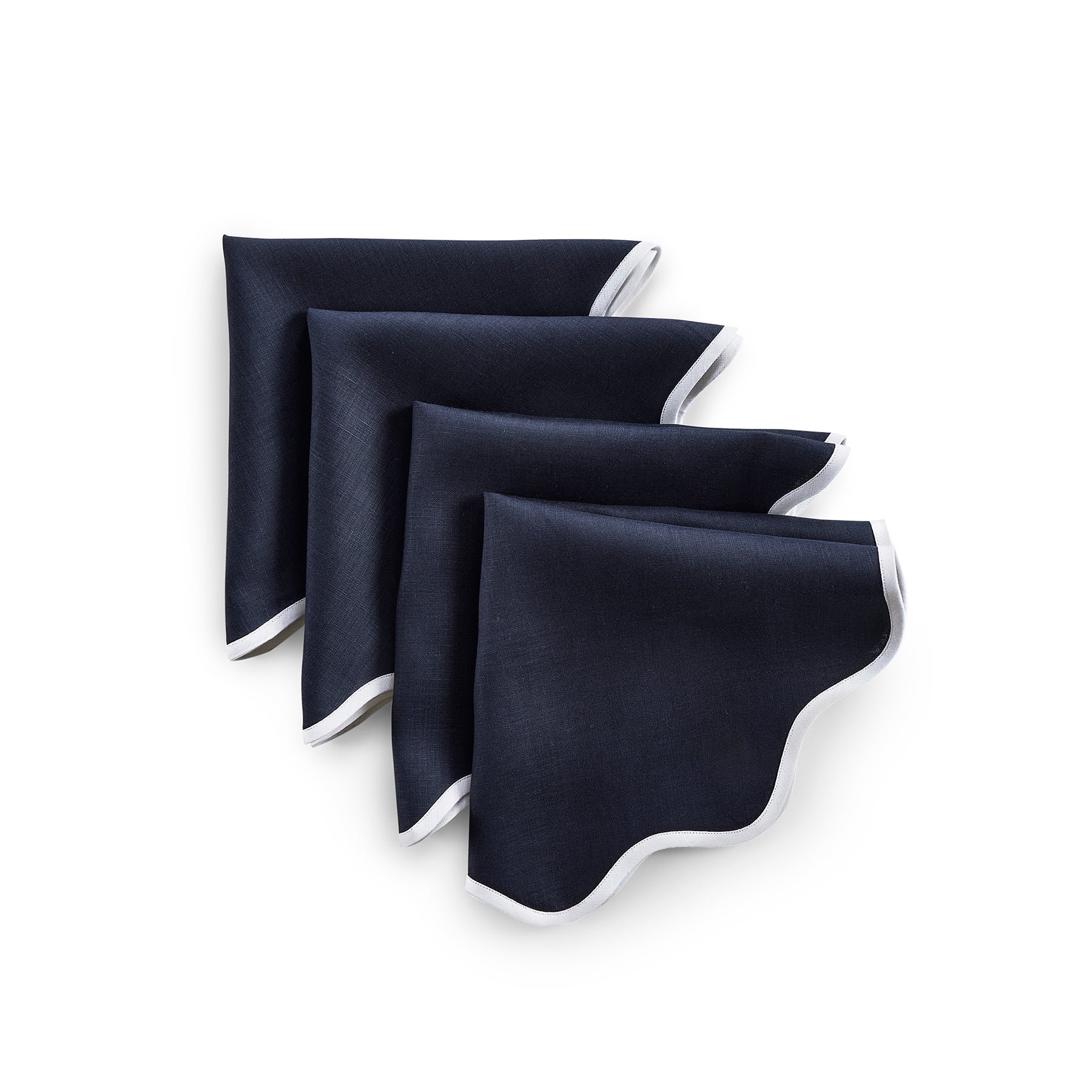 Giselle Scallop Edge Napkins - Set of 4 Premium Linen Dinner Napkins for Wedding, Party & Holiday Table Decor