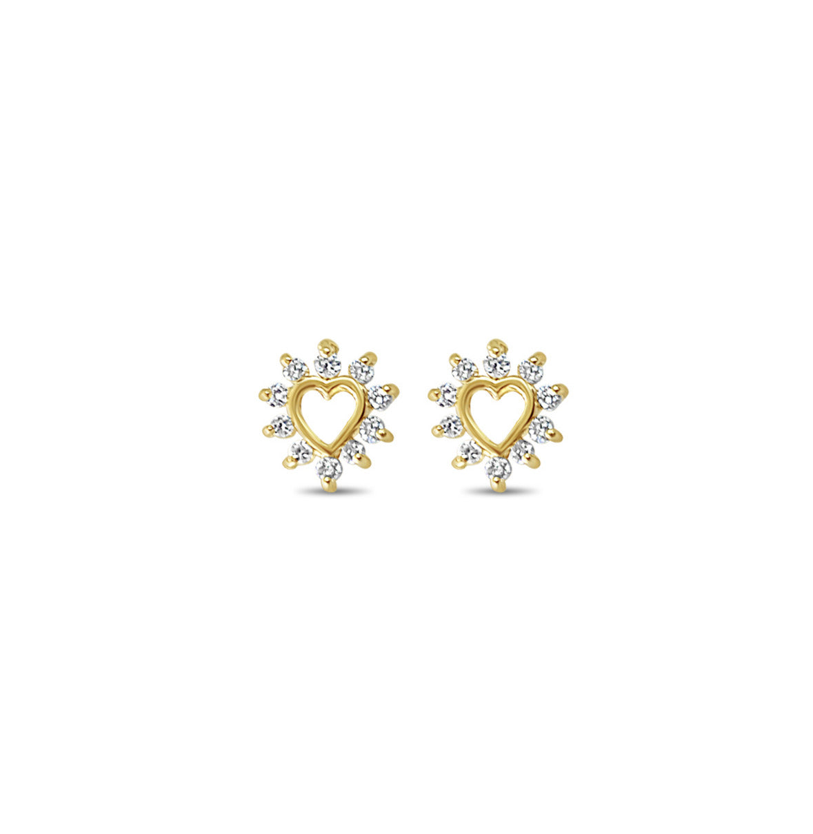 Heart Shaped Cutout Diamond Stud Earrings for Women - 14K Gold Plated Cubic Zirconia Dangle Earrings for Valentine's Day, Anniversary & Romantic Date Night