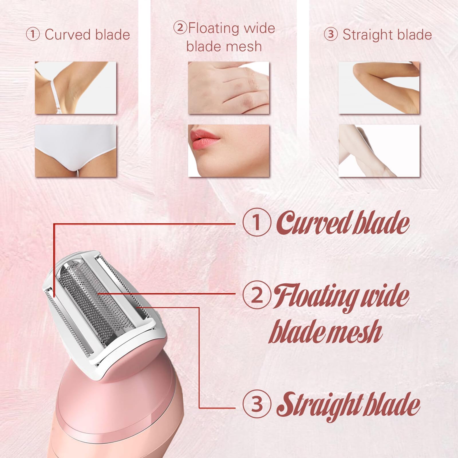 Velvetpro Glider - Belarae Brazilian Shaver for Women | IPX7 Waterproof 2-in-1 Wet & Dry Electric Razor | Painless Hair Removal for Legs, Underarms & Bikini Area | Removable Head (Blue) | Perfect for Travel, Gym & Sensitive Skin Care
