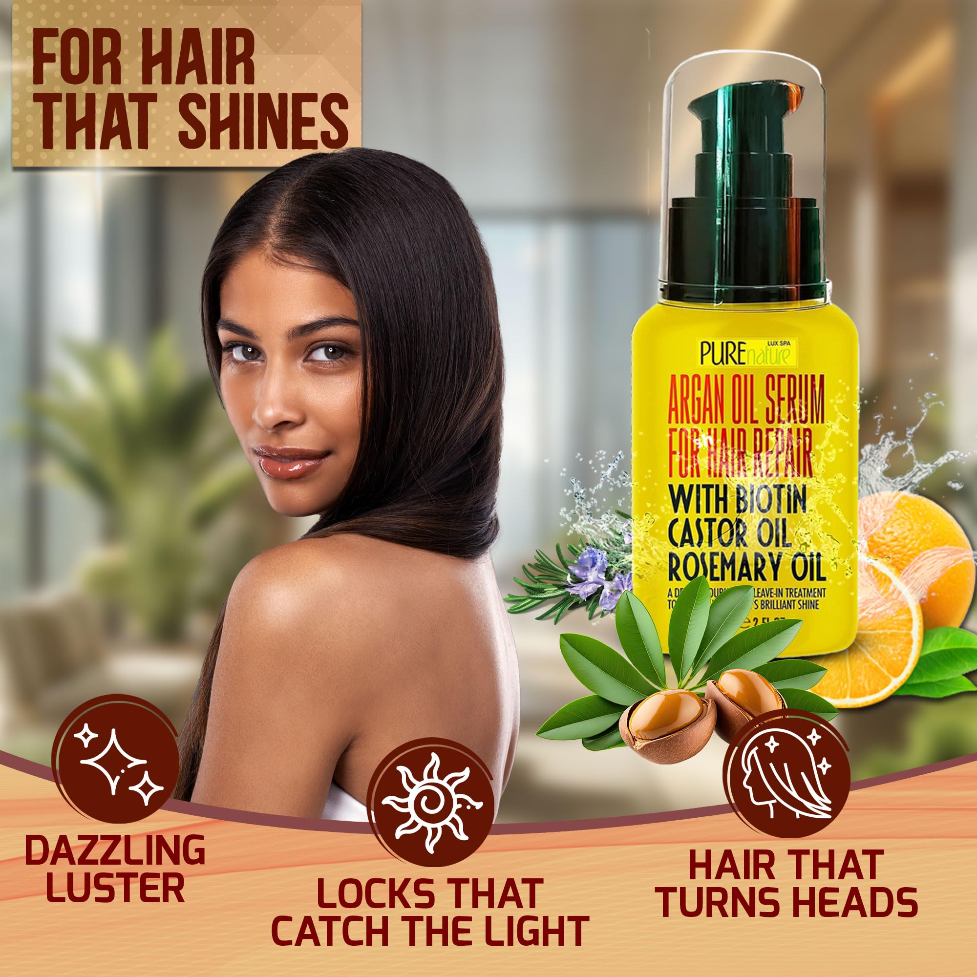 PURE NATURE Argan Oil Shampoo & Conditioner Set with Moroccan Hair Serum & Deep Conditioning Mask - Hydrating Hair Care for Dry, Damaged Hair | Perfect for Daily Use & Salon-Quality Treatment at Home