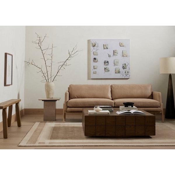 Anden End Table - Cream Marble Top Side Table for Living Room, Bedroom & Office - Modern Accent Table with Sturdy Metal Base for Home Decor