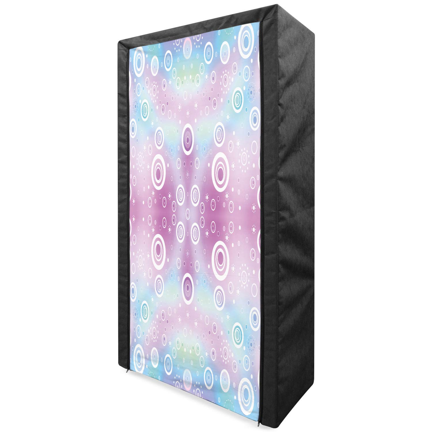 Ambesonne Pastel Portable Fabric Wardrobe - Whimsical Fantasy Pattern with Rings & Dots - 33.5
