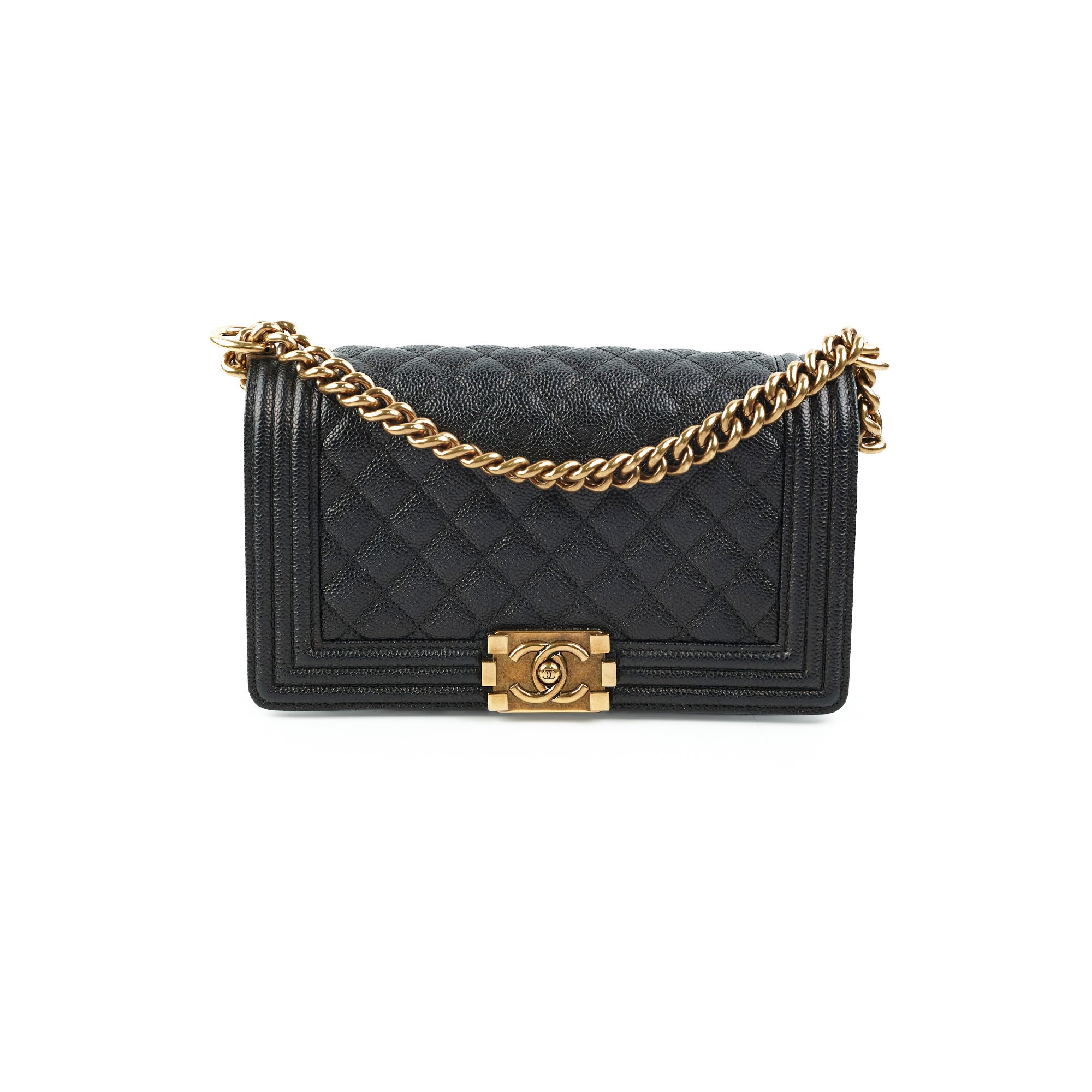 Chanel Old Medium Caviar Boy Bag Black 20 Series - Luxury Crossbody Bag for Women, Perfect for Evening Parties & Date Nights