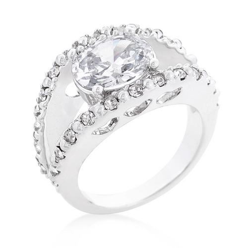 Elegant Clear Split Band Engagement Ring for Women - Sparkling Diamond Wedding Ring for Brides, Proposals & Anniversaries