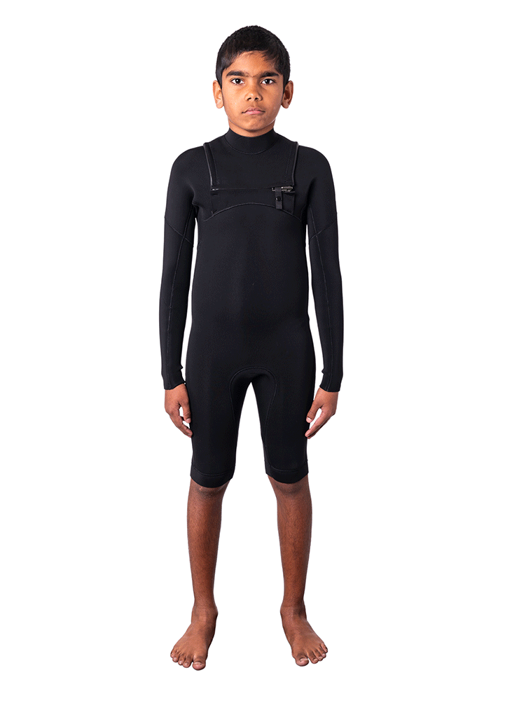 2mm Kids Long Arm Chest Zip Spring Wetsuit - Perfect for Swimming, Surfing & Water Sports in Warm Weather
