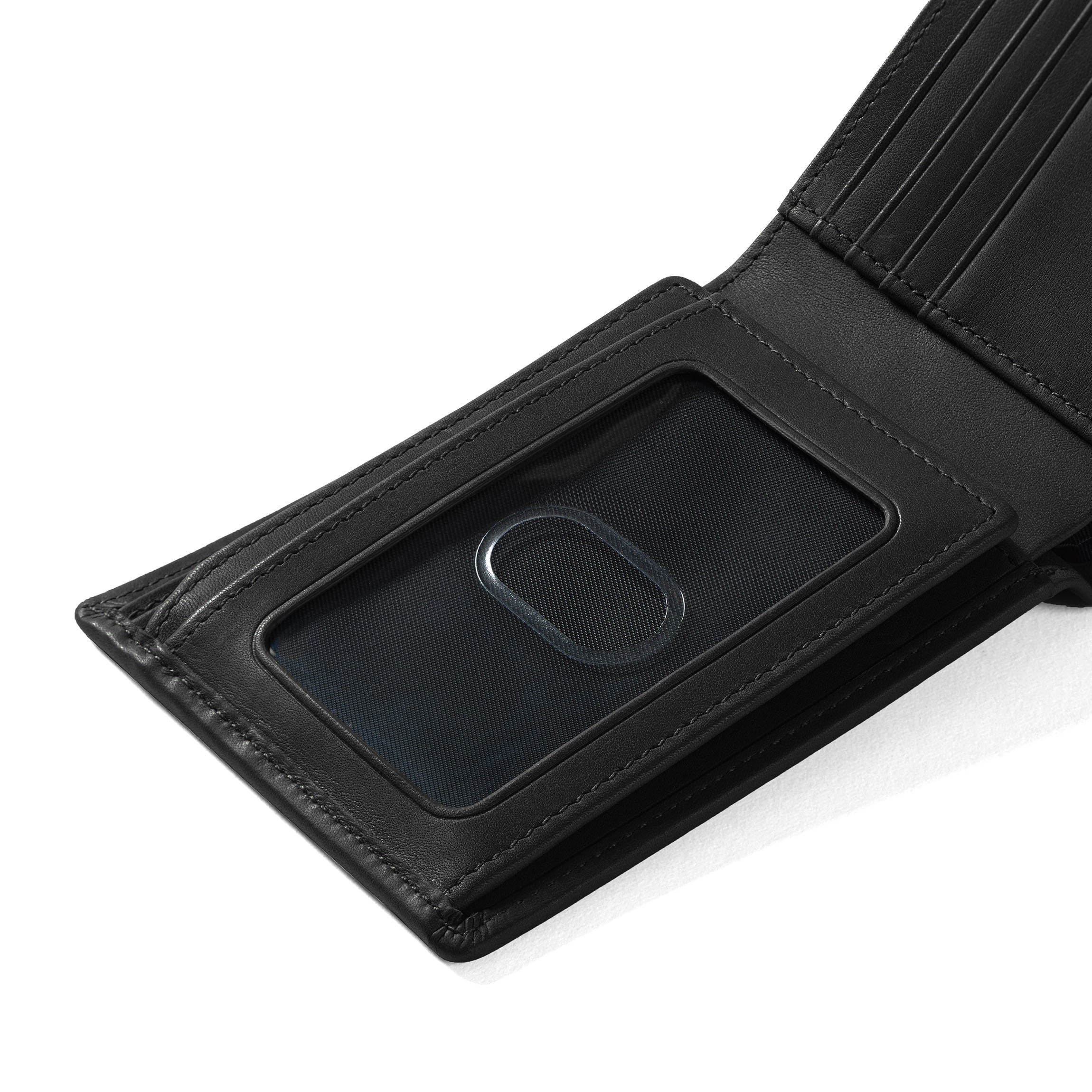 Premium Bifold Leather Wallet with Flap - Black Oil Finish - Slim RFID Blocking Wallet for Men - Perfect for Everyday Carry, Travel & Business
