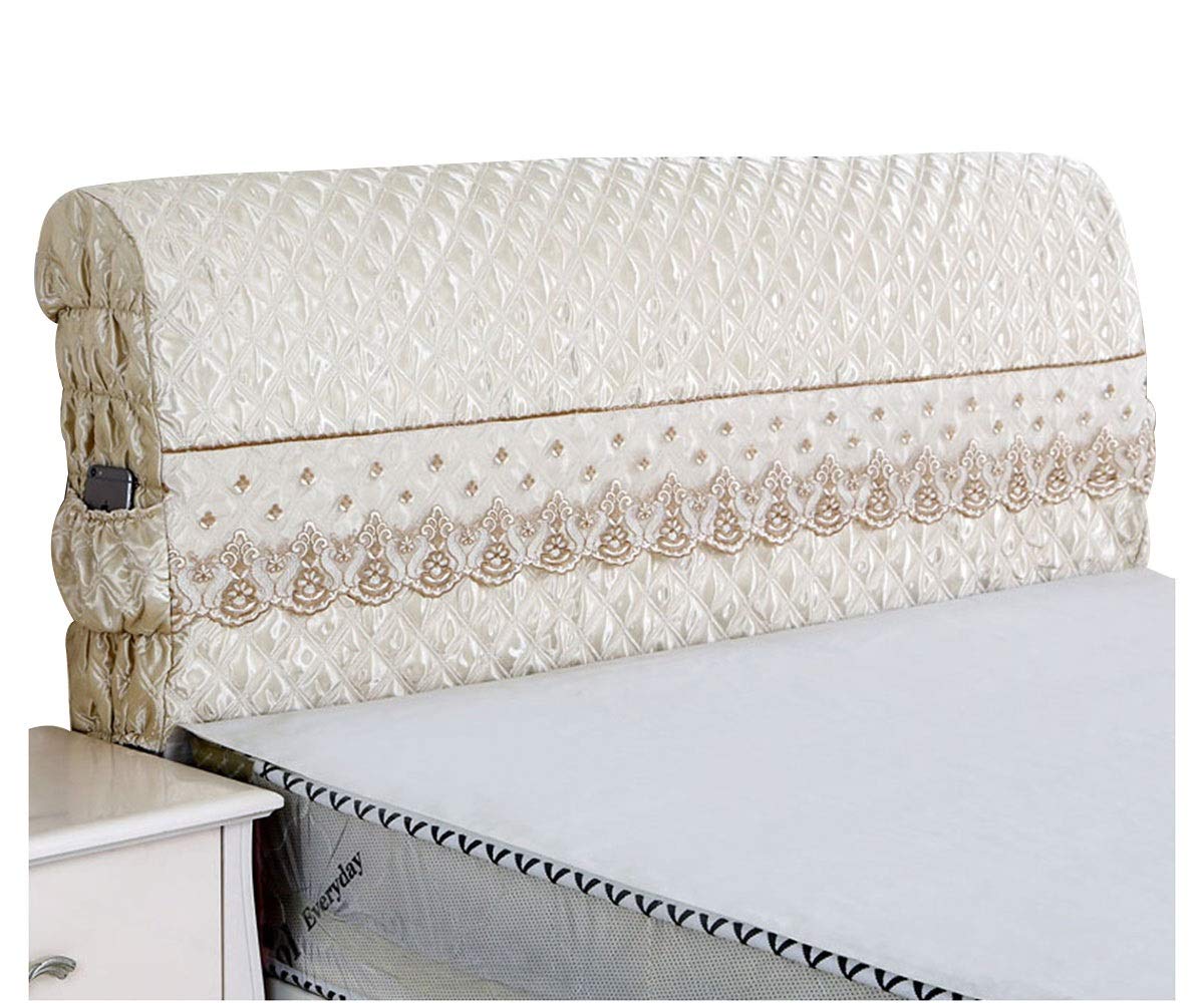 Elastic Headboard Cover for Queen & King Size Beds - HDGZ Bed Headboard Protector, Universal Fit for Wood & Leather Beds, Beige, 120cm - Perfect for Home Decor & Bedroom Protection