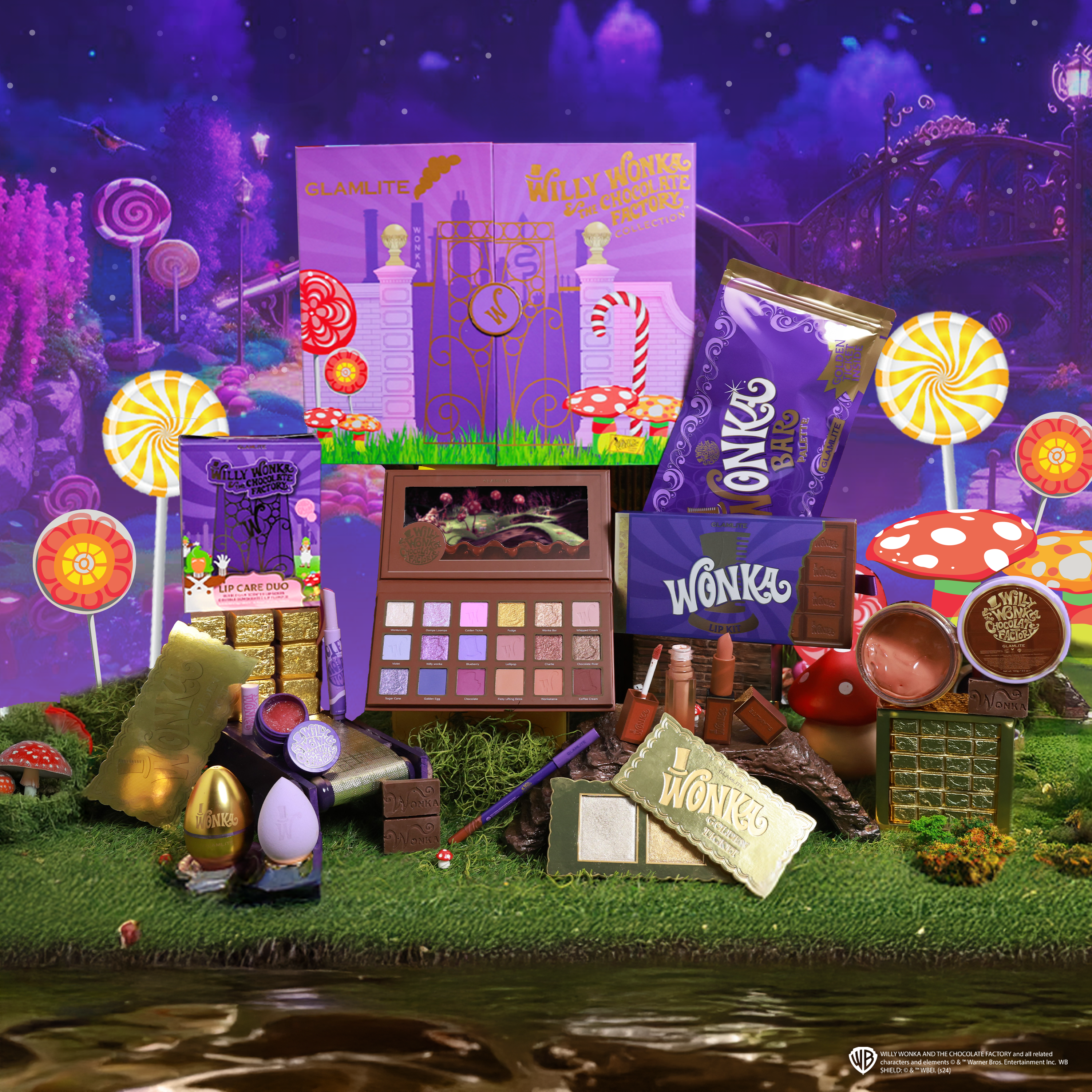 Wonka x Glamlite PR Box Full Collection - Limited Edition Makeup Set for Halloween, Cosplay & Themed Parties | Vegan & Cruelty-Free Beauty Products