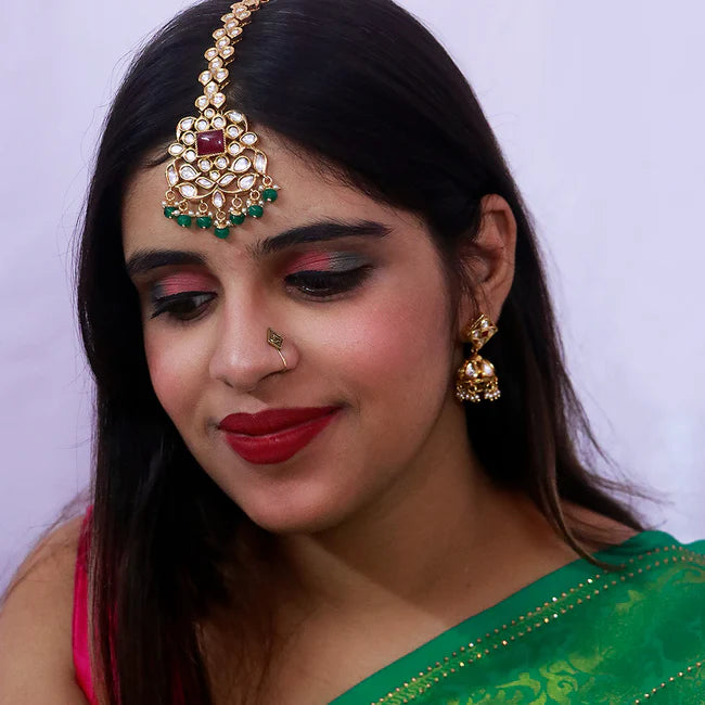 Elegant Gold Plated Royal Kundan Maang Tikka Hair Jewelry (D83) - Perfect for Weddings, Parties & Indian Traditional Events