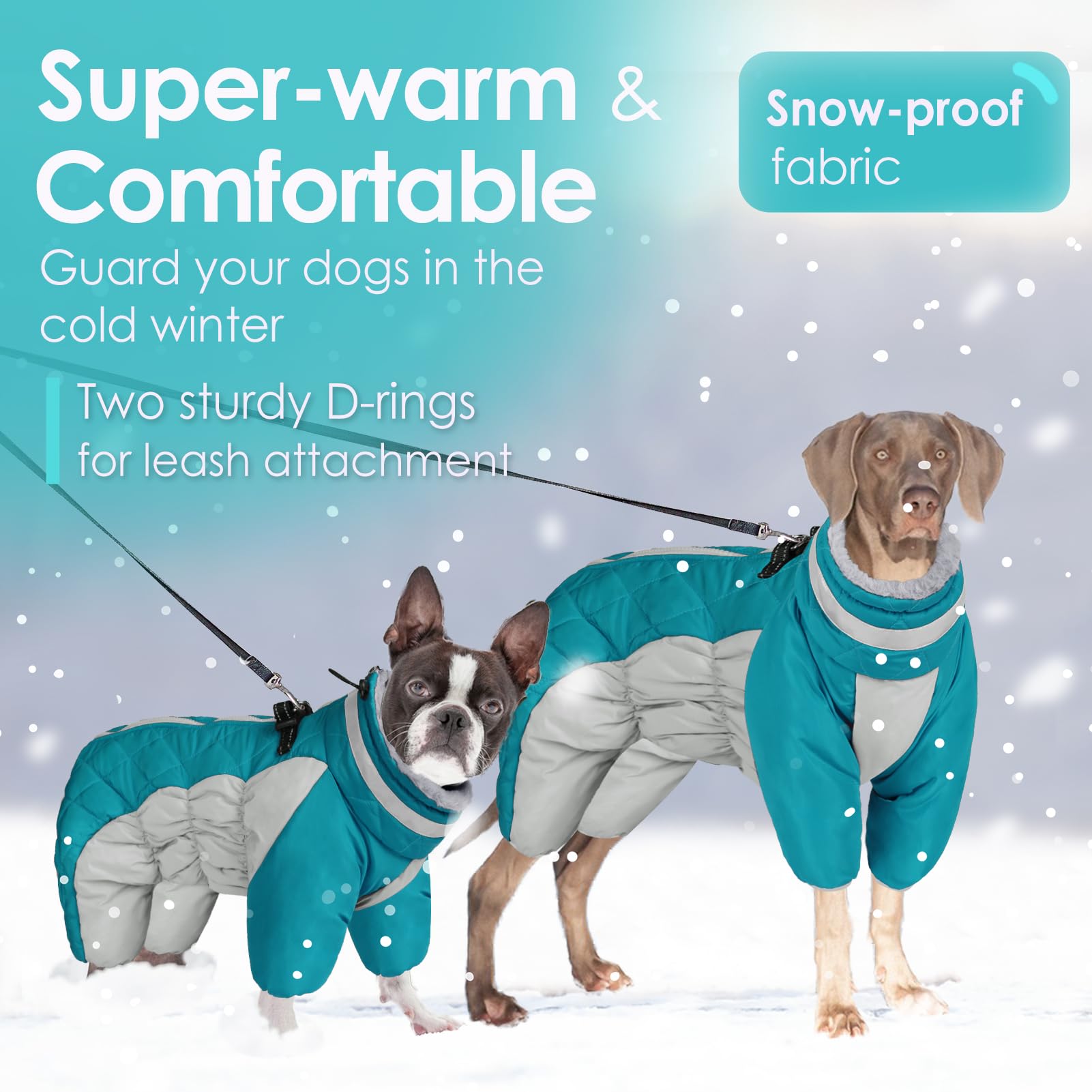 AOFITEE Fullbody Dog Coat - Warm Fleece Dog Jacket with Built-in Harness, Windproof & Reflective Winter Snowsuit for Small Medium Large Dogs - Perfect for Cold Weather, Snow Adventures & Nighttime Walks