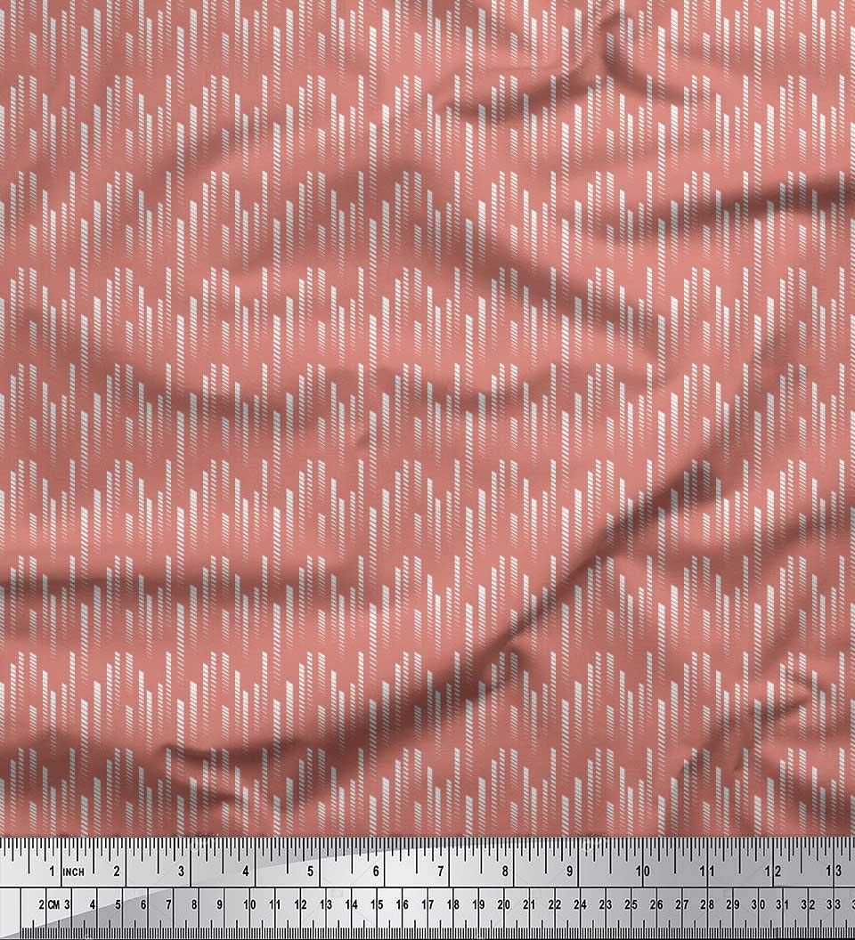 Soimoi Moss Georgette Brown Fabric by The Yard - 42 Inch Wide Diagonal Line Small Pattern Printed Fabric for Dresses, Blouses & Home Decor