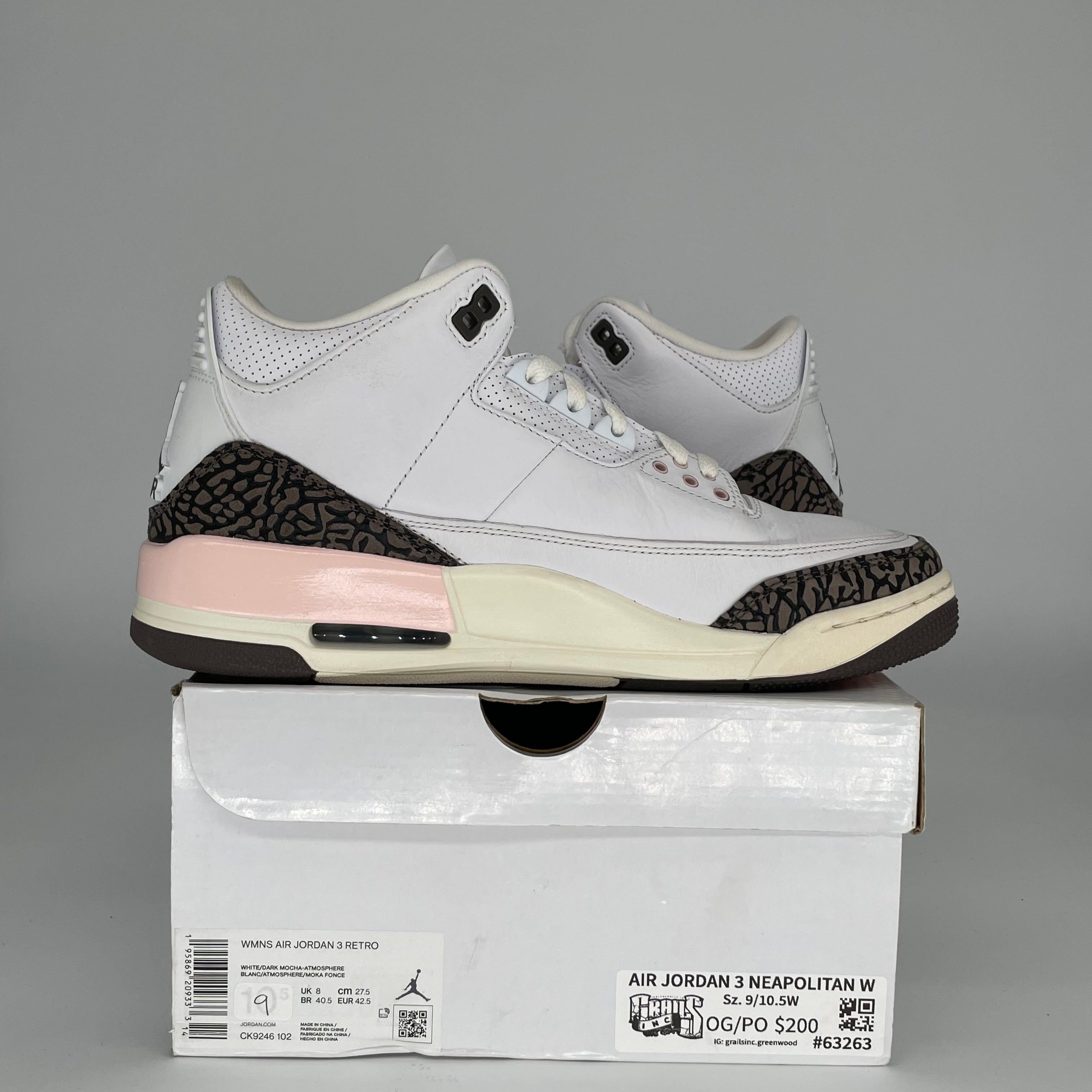 AIR JORDAN 3 NEAPOLITAN Women's Sneakers Size 9/10.5W - Style CK9246-102 | Retro Basketball Shoes for Women, Casual Wear & Street Fashion