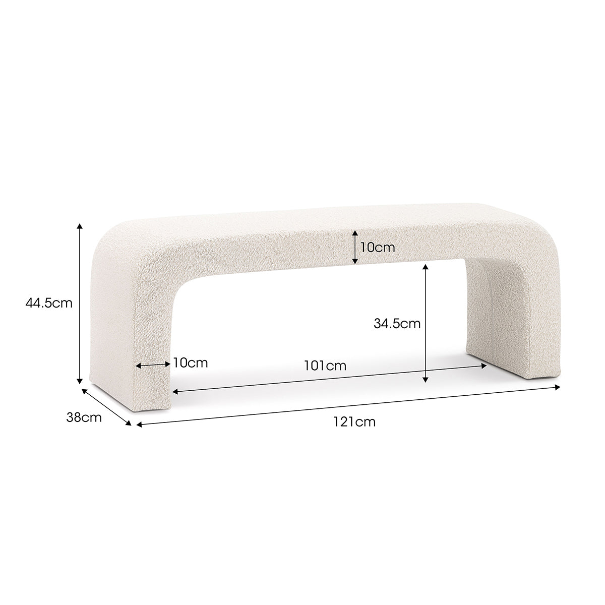 Camille Boucle Arch Bench - Modern Upholstered Accent Bench with Curved Design for Living Room, Bedroom, or Entryway