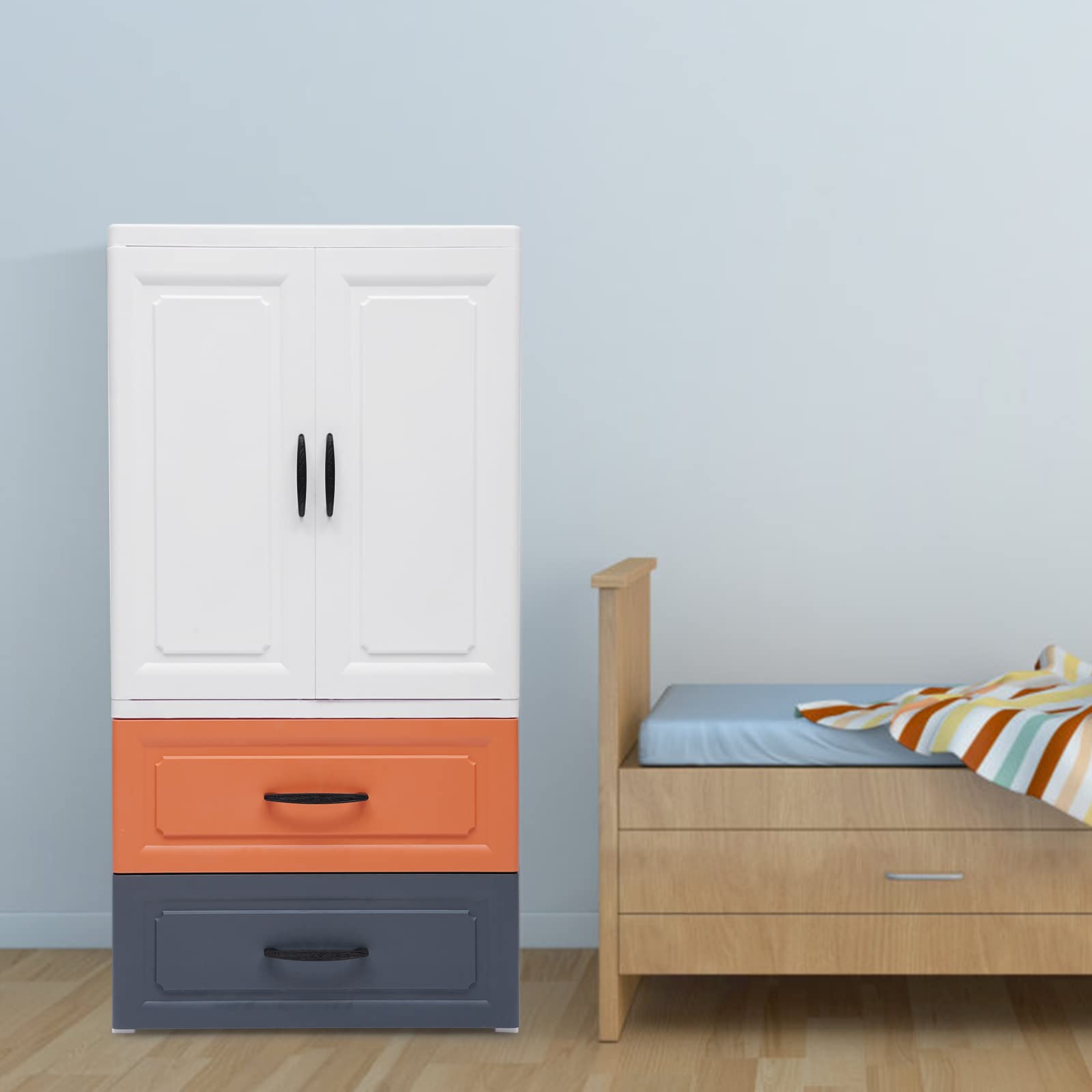 Eapmic 2-Drawer Plastic Storage Cabinet - Tall Standing Dresser for Bedroom, Closet & Nightstand (22.4 x 15.7 x 43.3 Inches) - Space-Saving Organizer for Clothes, Toys & Home Essentials - Available in 3 Colors