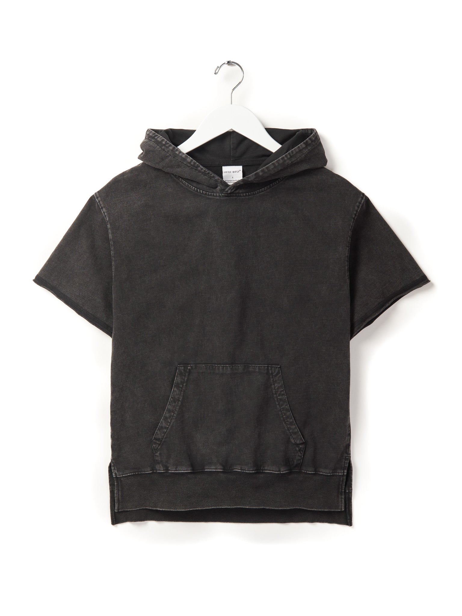 Men's & Women's Acid Wash Short Sleeve Hoodie - Trendy Distressed Cotton Pullover for Casual Wear | Perfect for Street Style, Gym & Outdoor Activities (Black)
