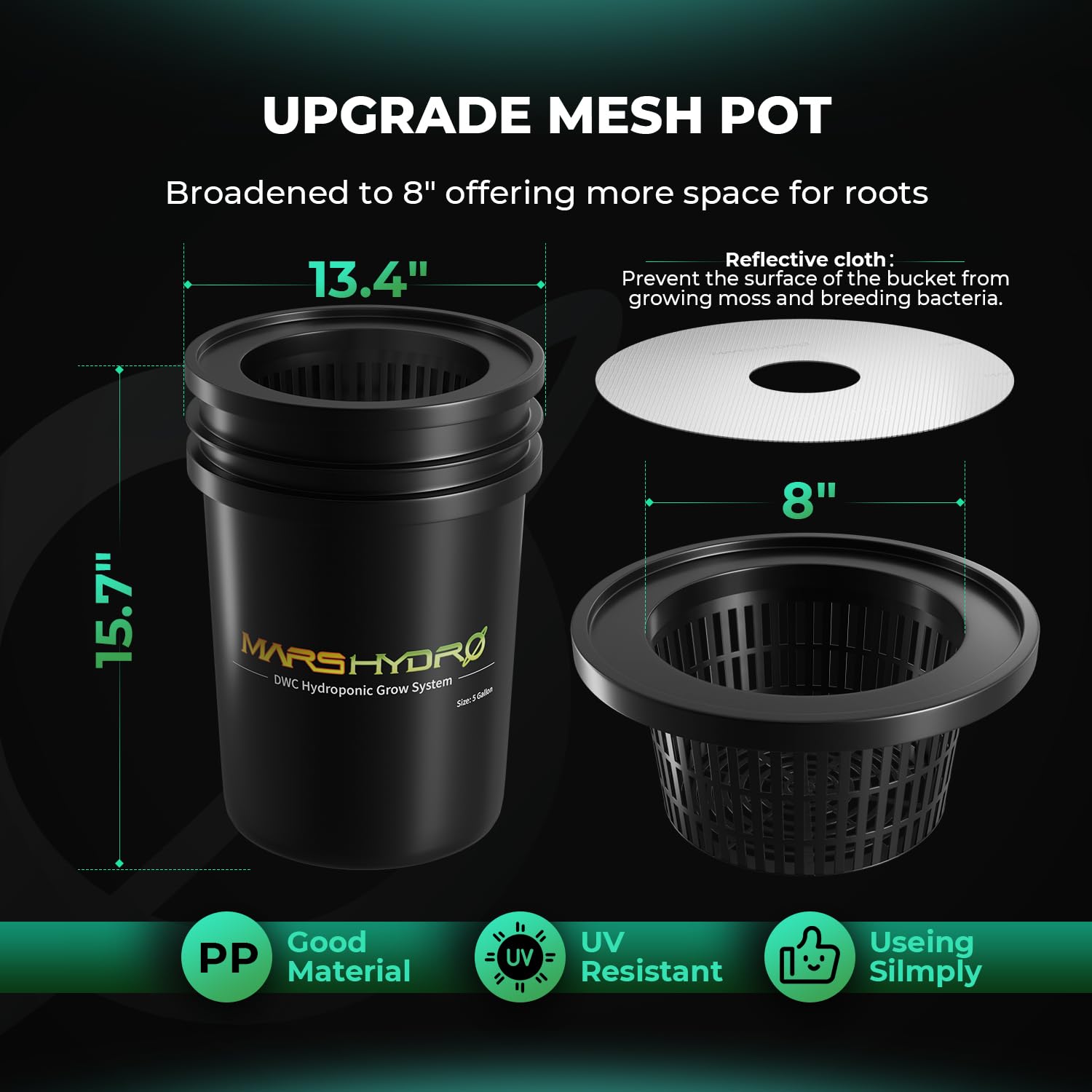 Mars Hydro DWC Hydroponics Grow System - 5 Gallon Deep Water Culture Kit with 8W Air Pump, Multi-Purpose Air Hose, Air Stone, 2 Buckets & Top Drip Kit | Indoor Herb Garden, Hydroponic Vegetables, Plant Growing System for Home & Greenhouse Use