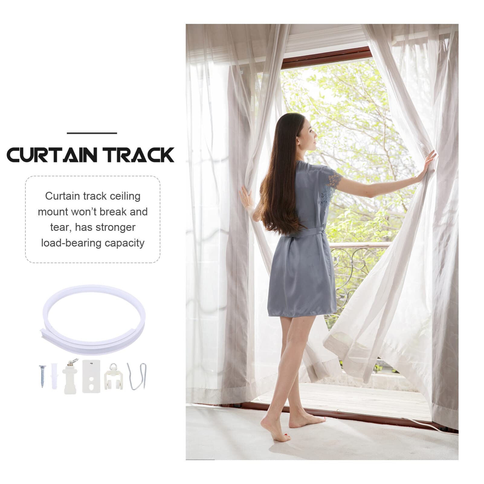 GANAZONO 1m Ceiling Curtain Track - Flexible Stainless Steel PVC Slider System | Noiseless Room Divider for Hospitals, Shops & Home Privacy | Easy Installation & Durable Design