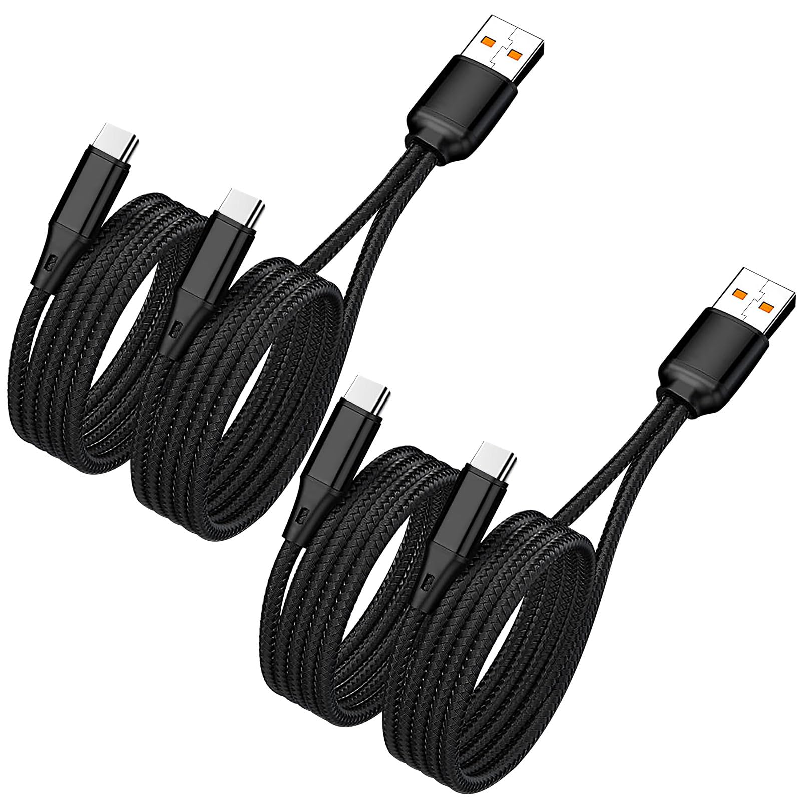 4FT 2-Pack Dual USB C Splitter Cable - 2-in-1 Multi Charging Nylon Braided Cord - USB A to Double USB C Port Compatible with iPhone 16/15, iPad Pro/Air, Samsung S24, Moto, Google Pixel 8, LG - Perfect for Home, Office & Travel Charging Solutions