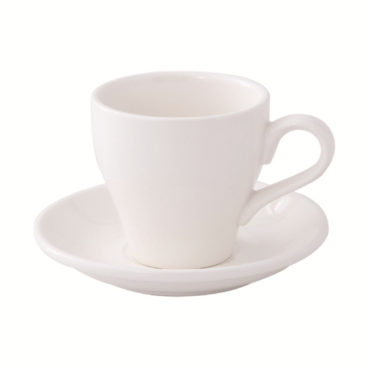 I.XXI White Espresso Cup with Saucer - 80ml Ceramic Coffee Cup Set for Home, Cafe & Office Use