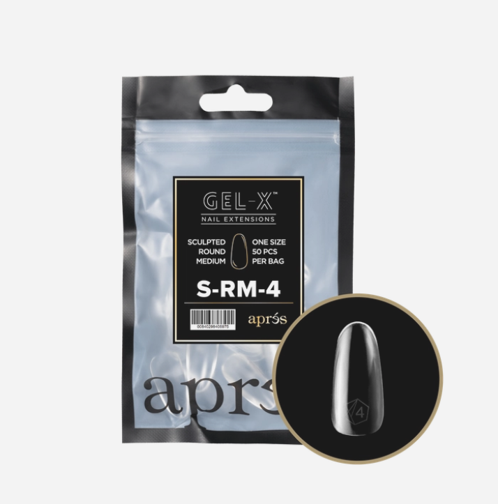 Apres Gel X Refill Tips 2.0 (50pcs) - Sculpted Medium Round Nail Extensions for Professional Salon & DIY Manicure at Home