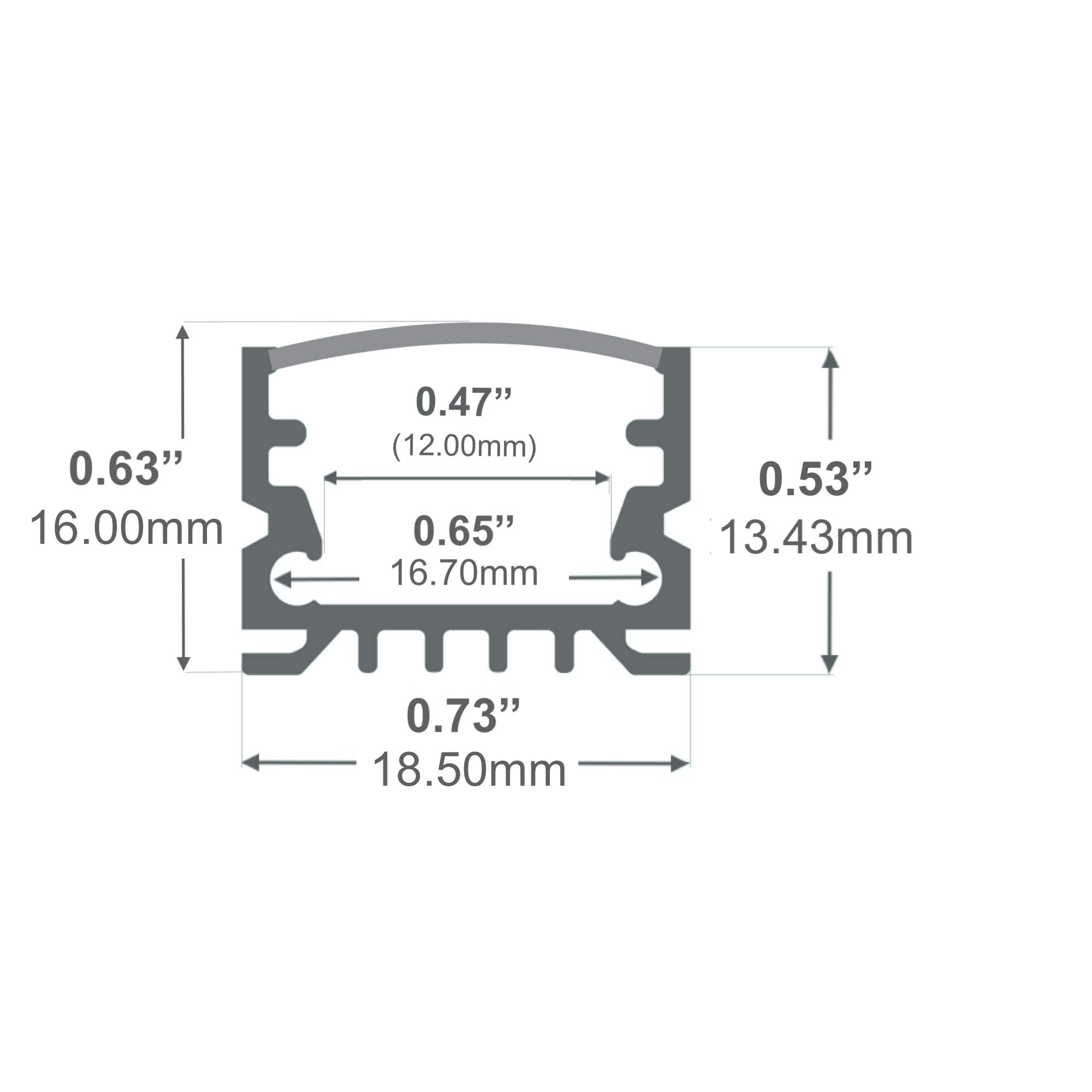 10-Pack 8ft (2.4Meter) LED Aluminum Channels with Frosted Diffuser for LED Strip Lights - 961 Series LED Profile Extrusion Fits Up to 16mm/0.63